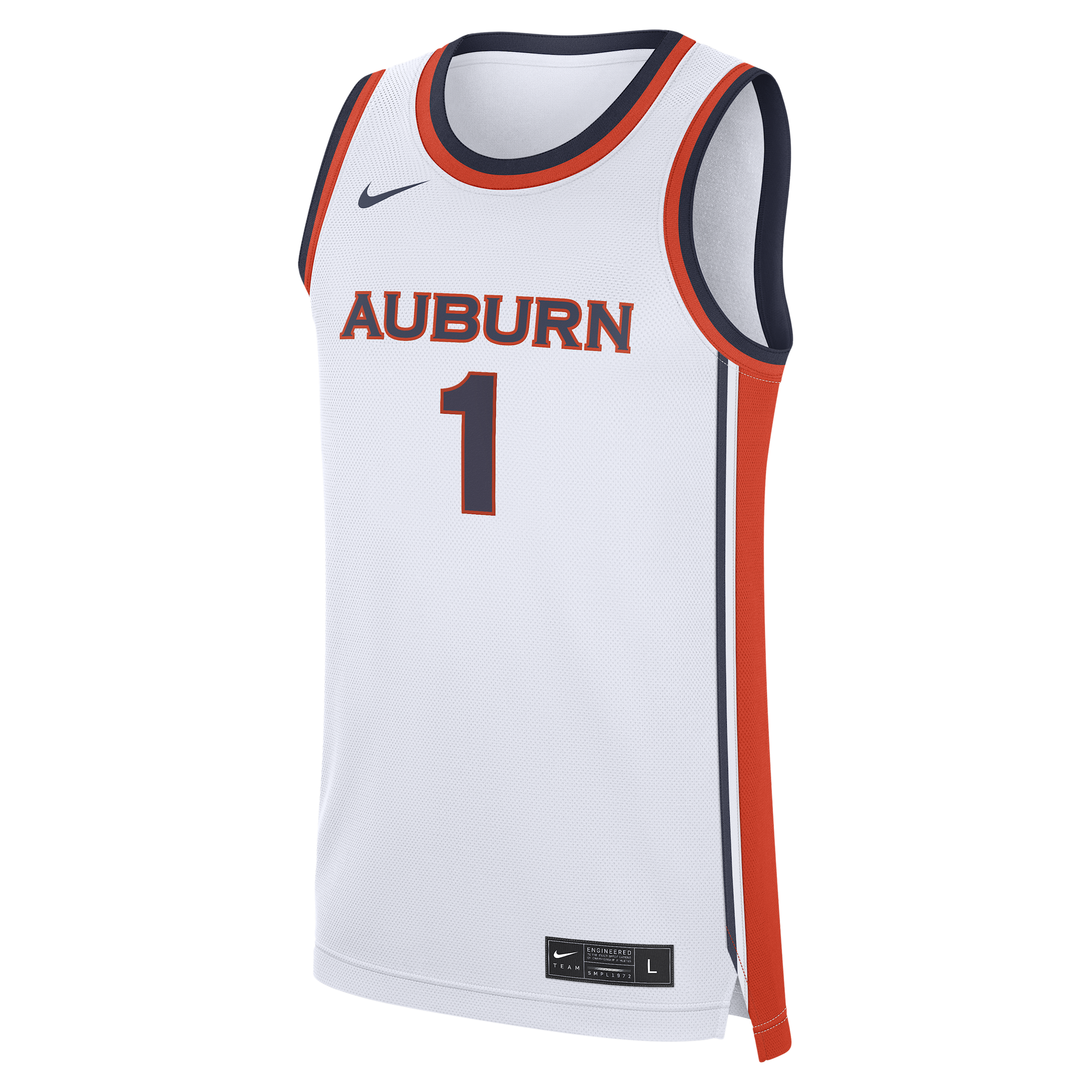 Nike Men's White Auburn Tigers 1 Home War Eagle Replica Basketball Jersey - White