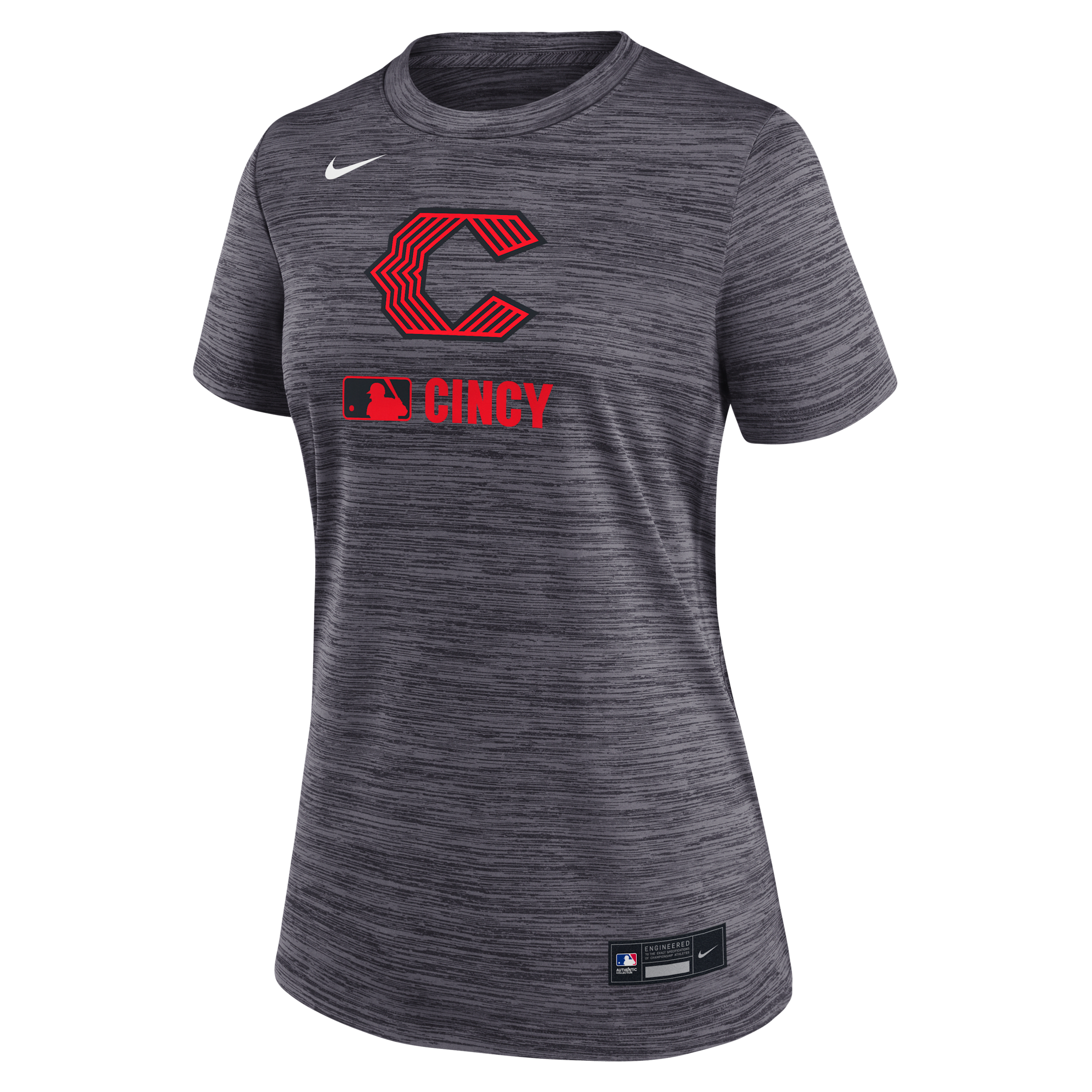 Nike Cincinnati Reds Authentic Collection City Connect Velocity Women's Dri-fit Mlb T-shirt In Black