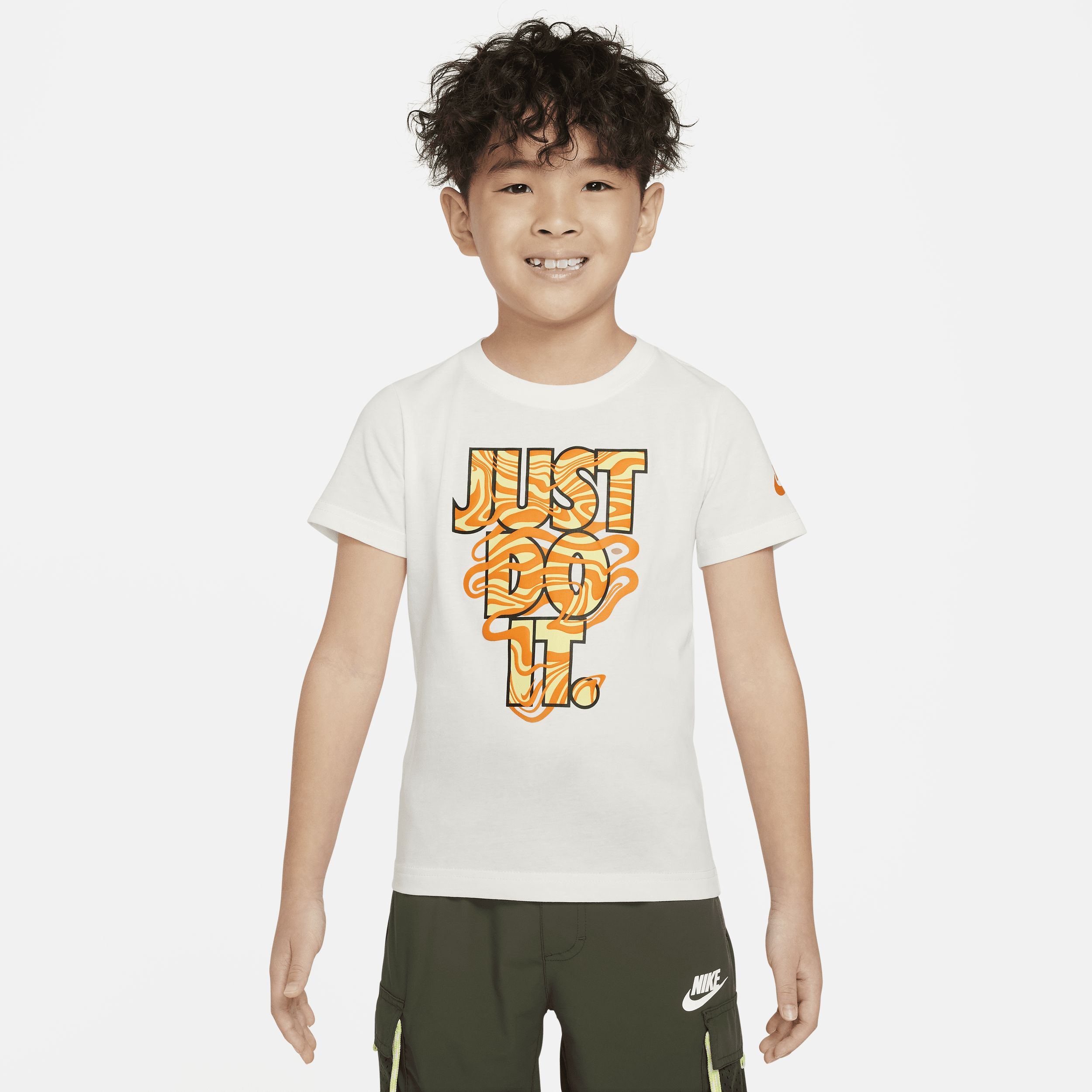 Nike "just Do It" Little Kids' Graphic T-shirt In White