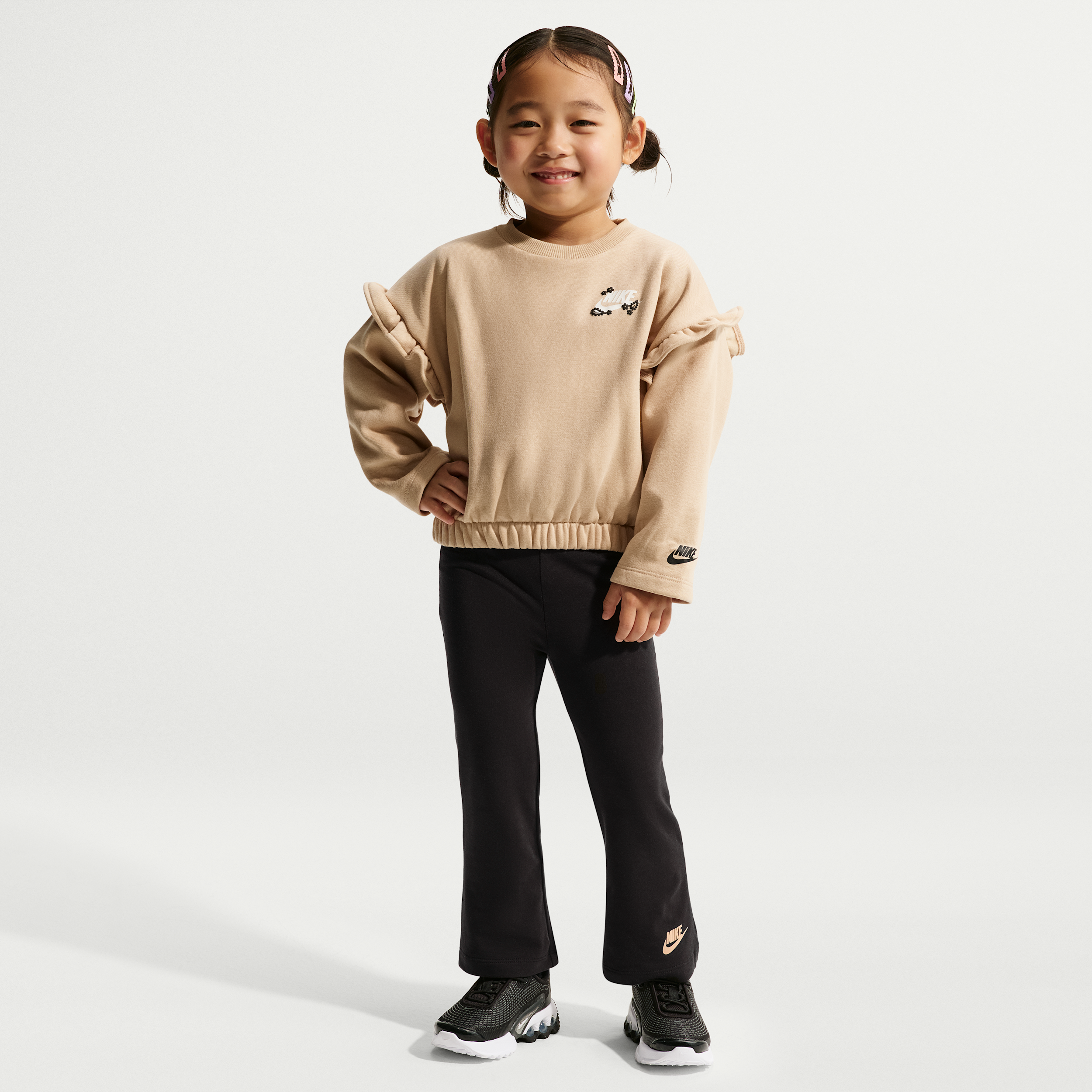 Nike Toddler Girls' 2T-4T Ruffle Top and Flared Leggings, 2-Piece Set - Black