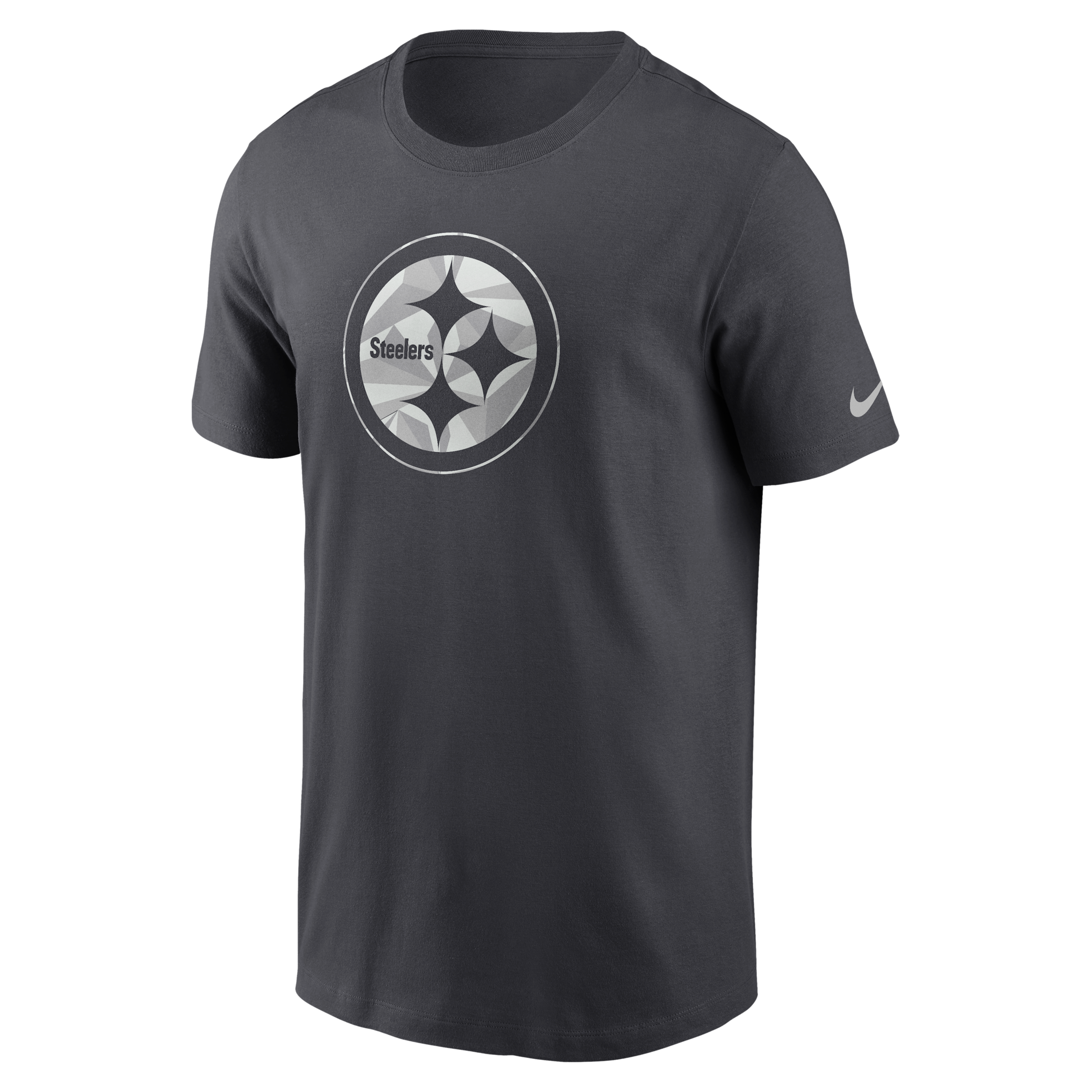 Pittsburgh Steelers Fractal Logo Nike Men's NFL T-Shirt in Grey | NP9906F7L-XER