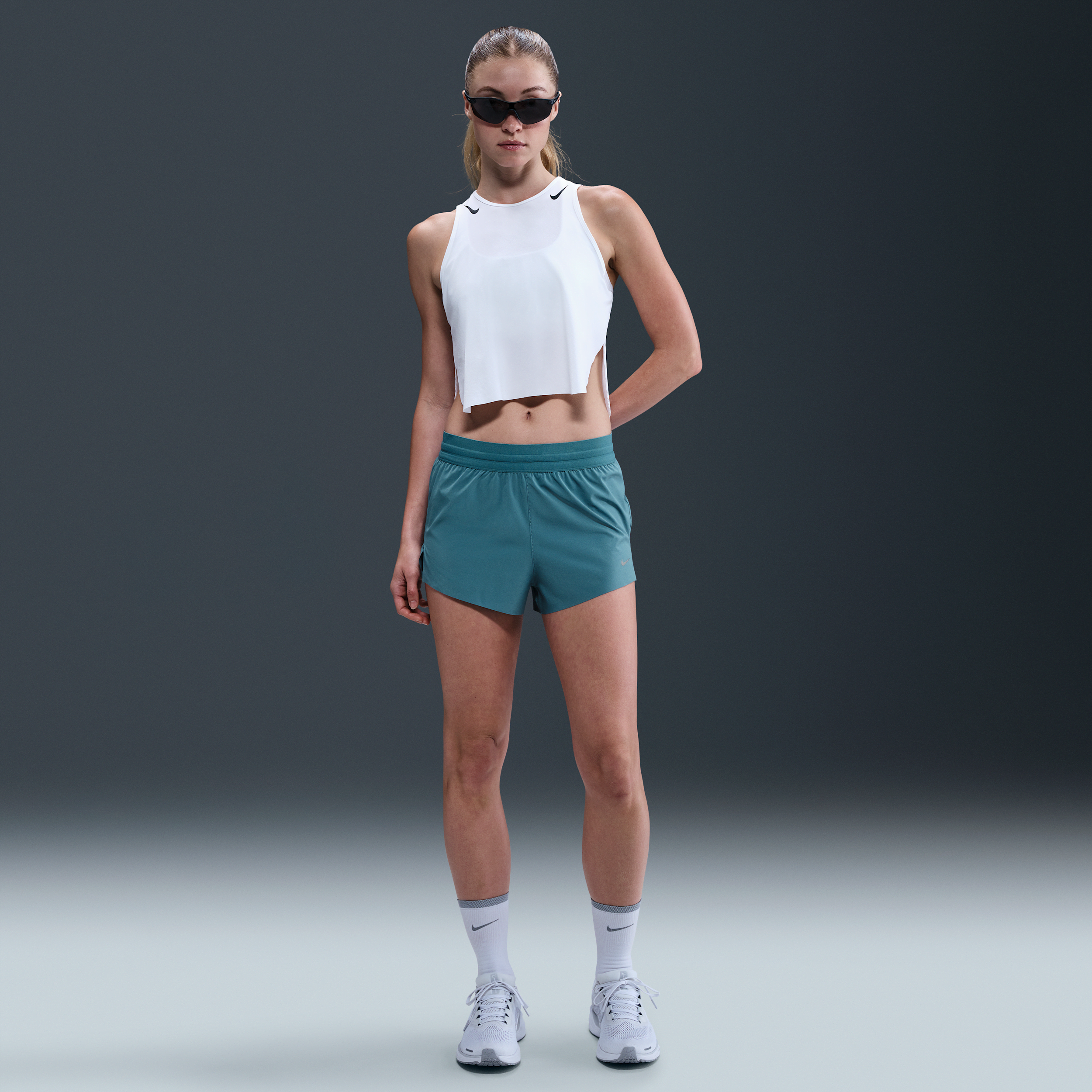Nike Women's Swift Dri-fit Mid-rise 2.5" Brief-lined Running Shorts In Blue