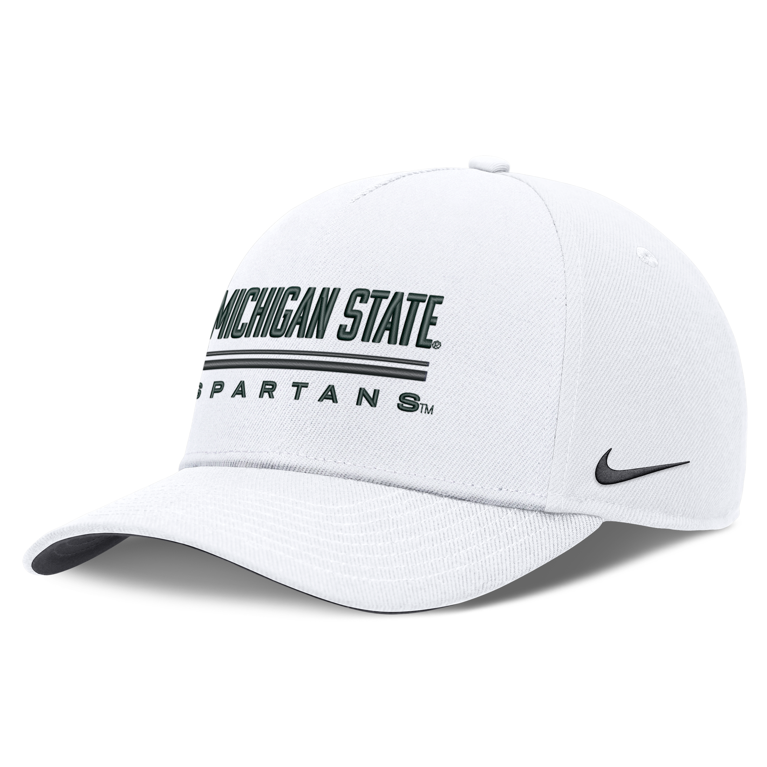 Michigan State Sideline Practice Rise Nike Men's Dri-FIT College Adjustable Hat in White | NC0610AMST-RKB
