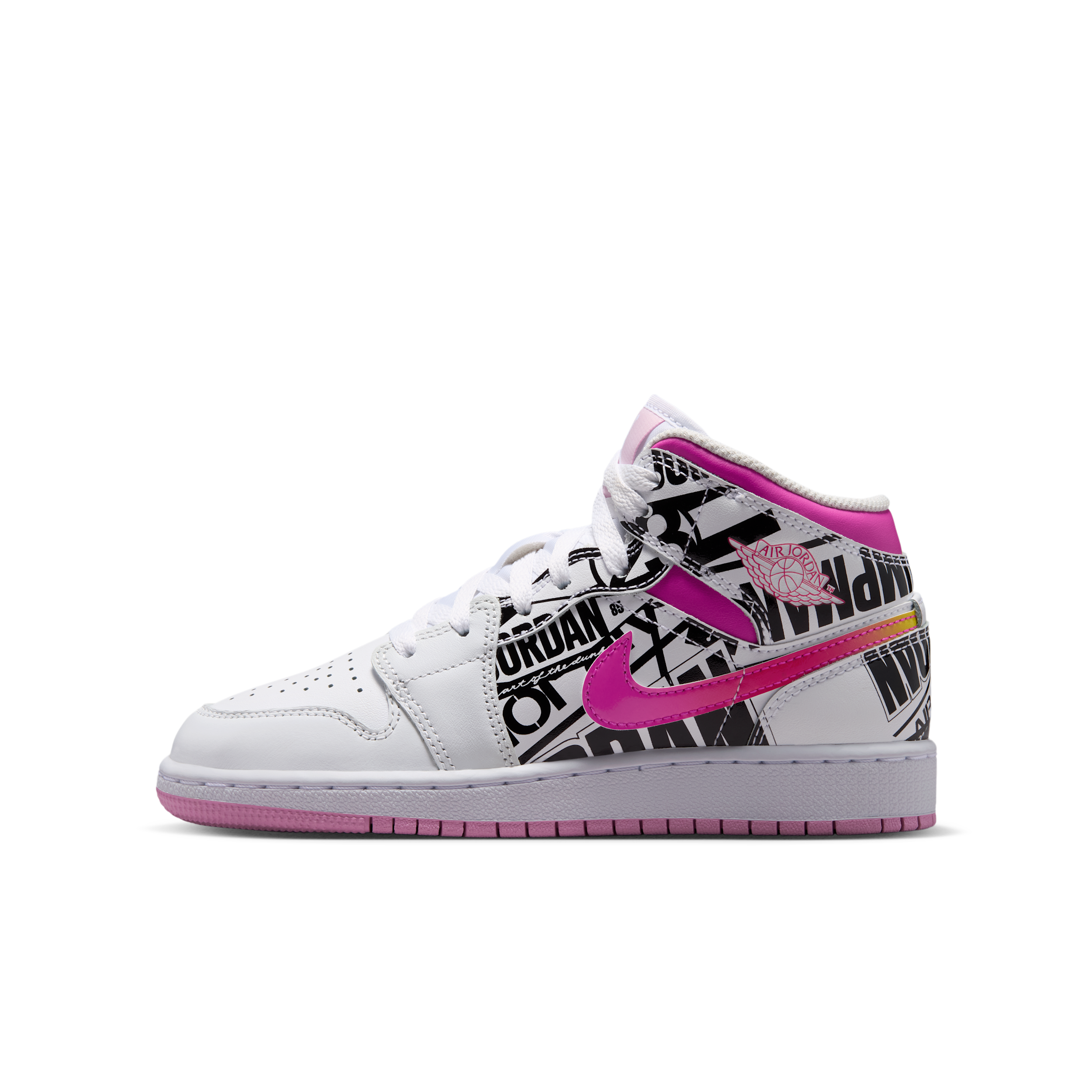 Air Jordan 1 Mid Big Kids' Shoes in White | IX3523-101