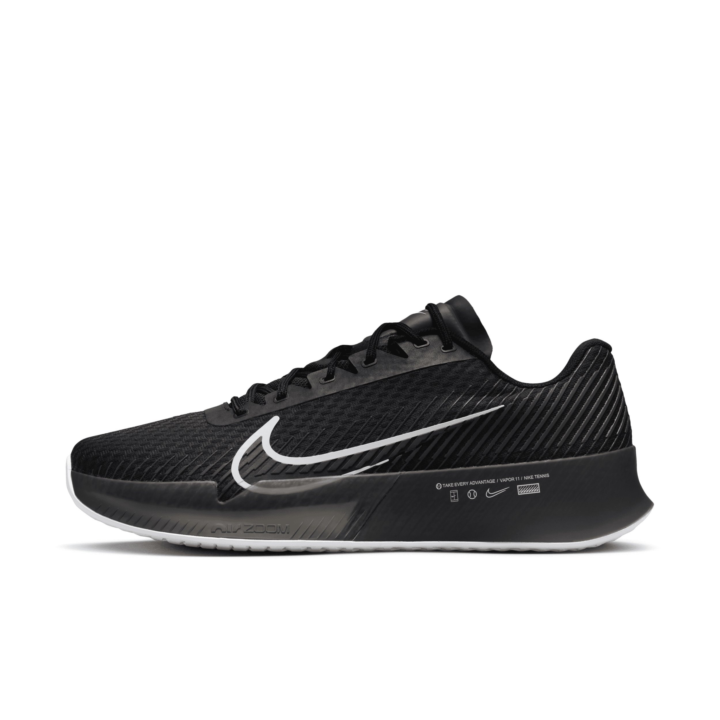 Nike Men #39 s Court Air Zoom Vapor 11 Hard Court Tennis Shoes In Black