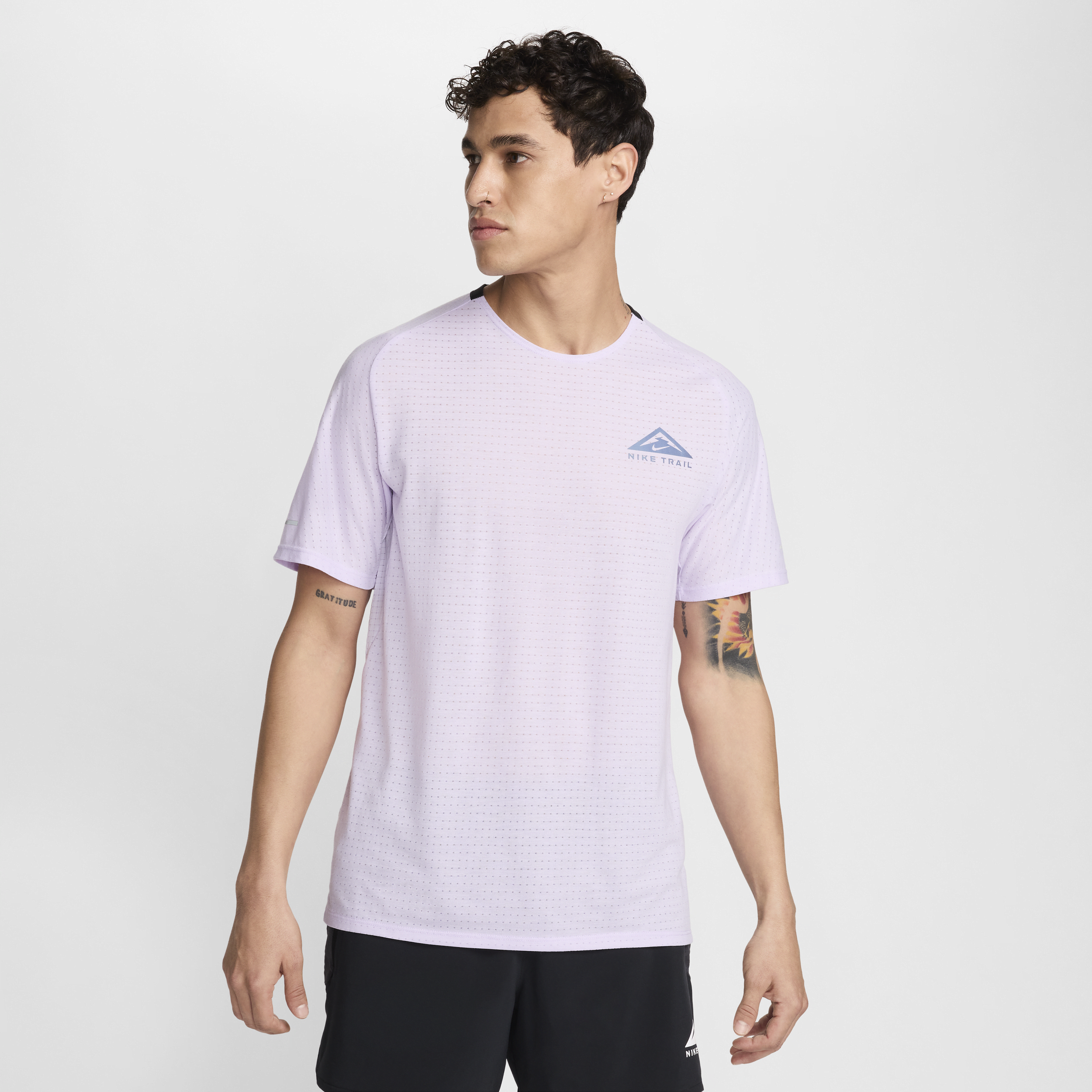 Shop Nike Men's Trail Solar Chase Dri-fit Short-sleeve Running Top In Purple