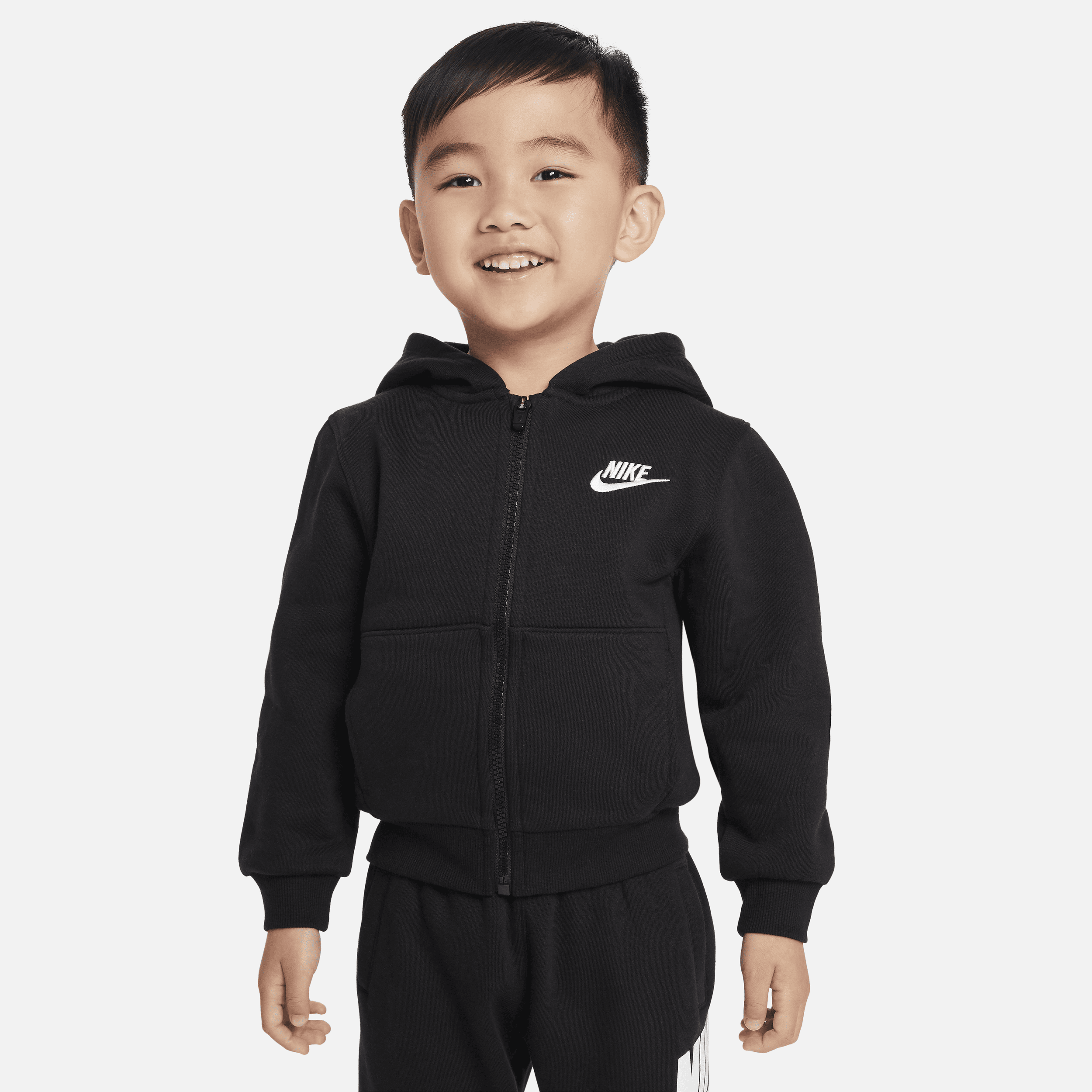 Nike Kids' Sportswear Club Fleece Full-zip Toddler Hoodie In Black
