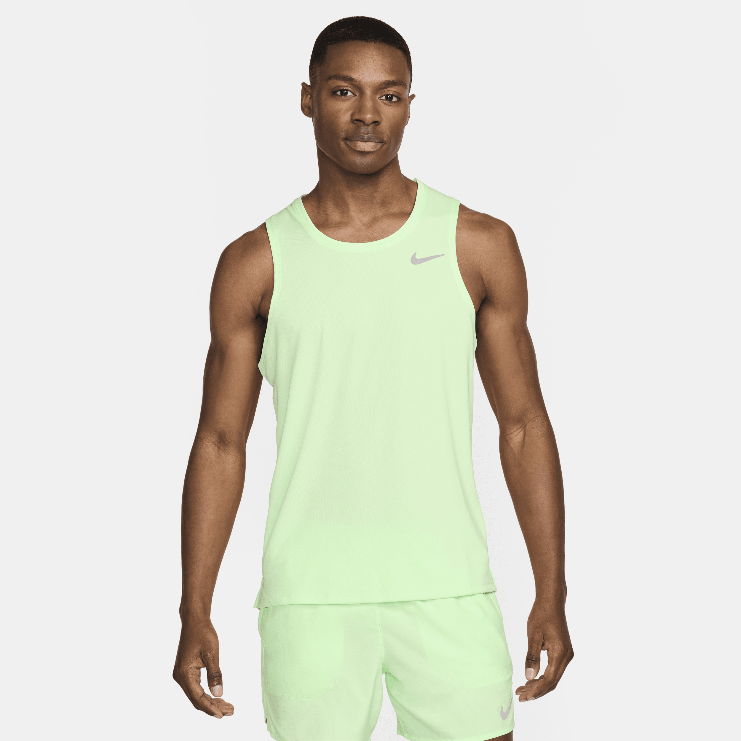Shop Nike Men's Miler Dri-fit Running Tank Top In Green
