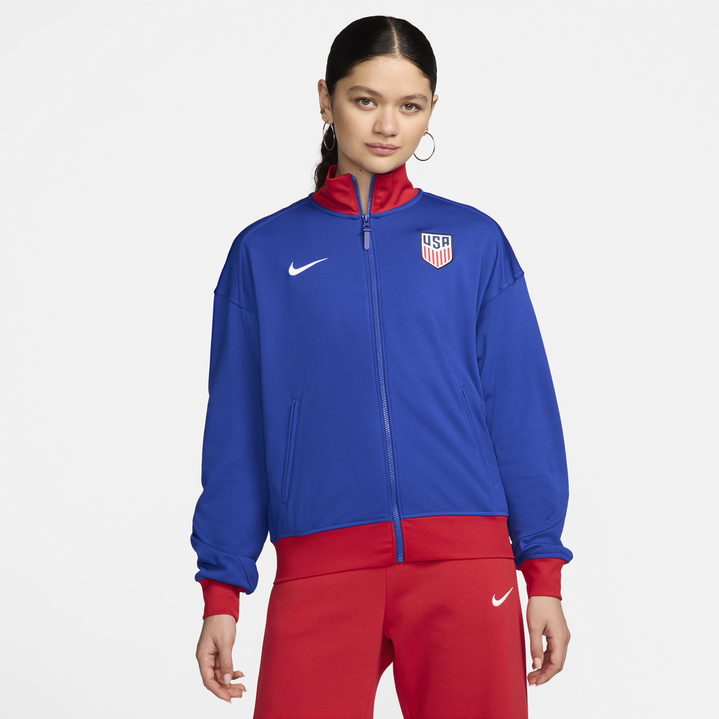 Shop Nike Usmnt Academy Pro  Women's Dri-fit Soccer Jacket In Blue