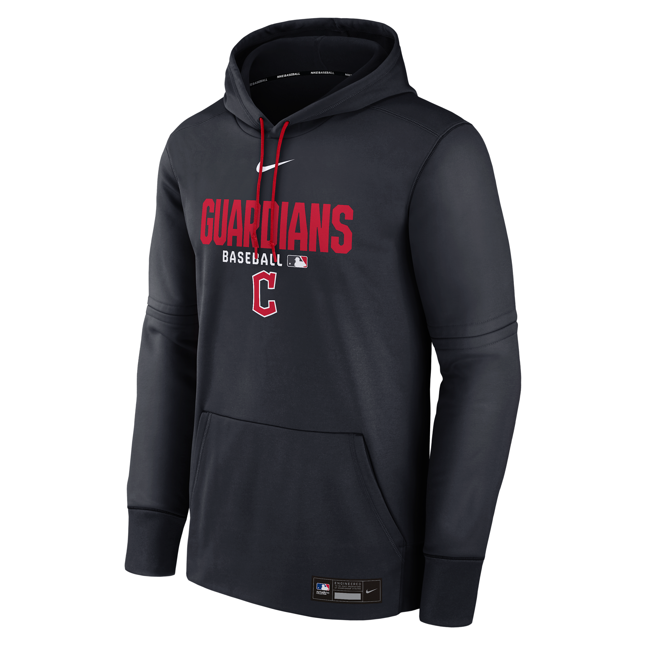 Men's Cleveland Guardians Authentic Collection Nike Therma MLB Pullover Hoodie in Blue | NAC3195NGUA-RMG