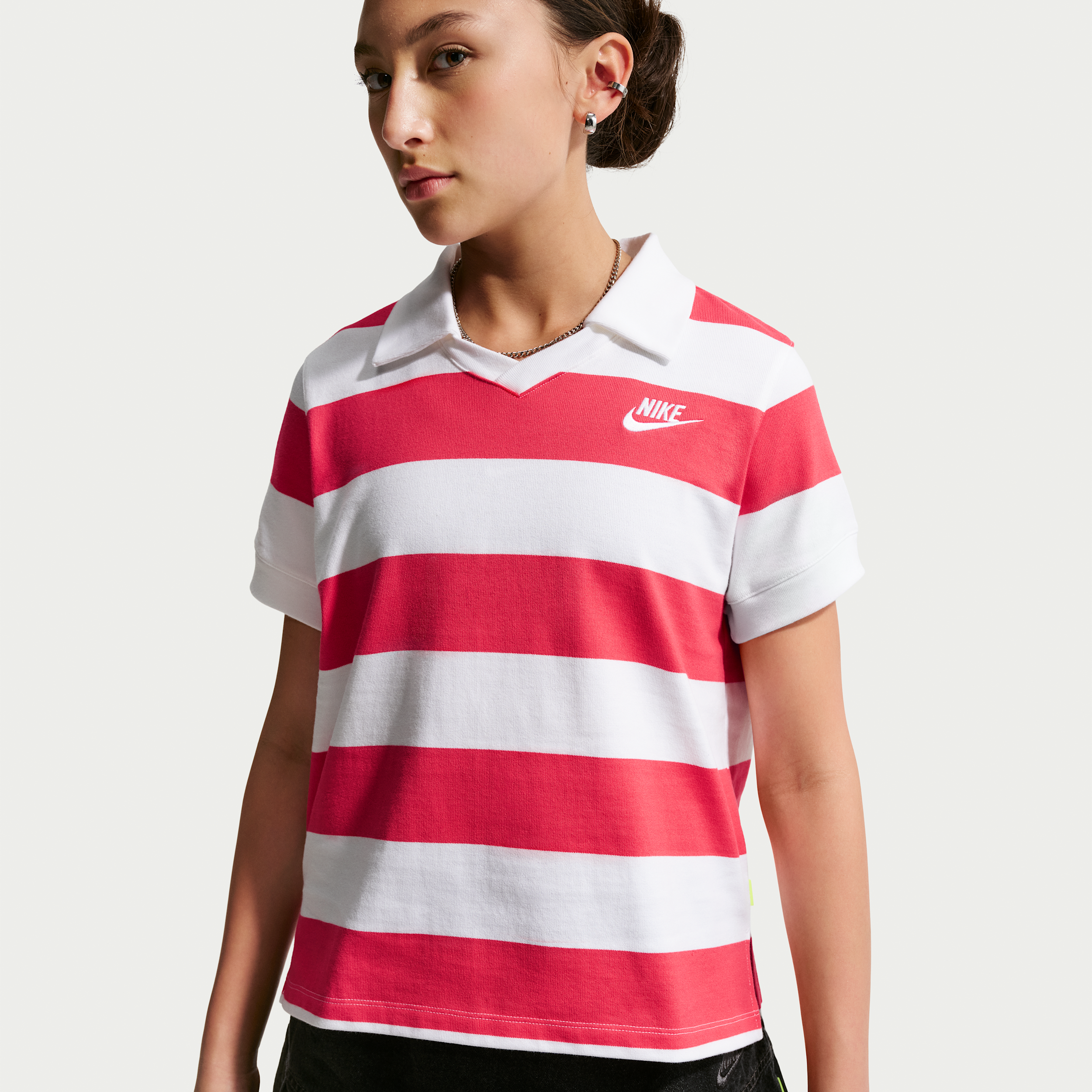 Nike Sportswear Big Kids' (Girls') Short-Sleeve Polo Top in Red | IM4551-606