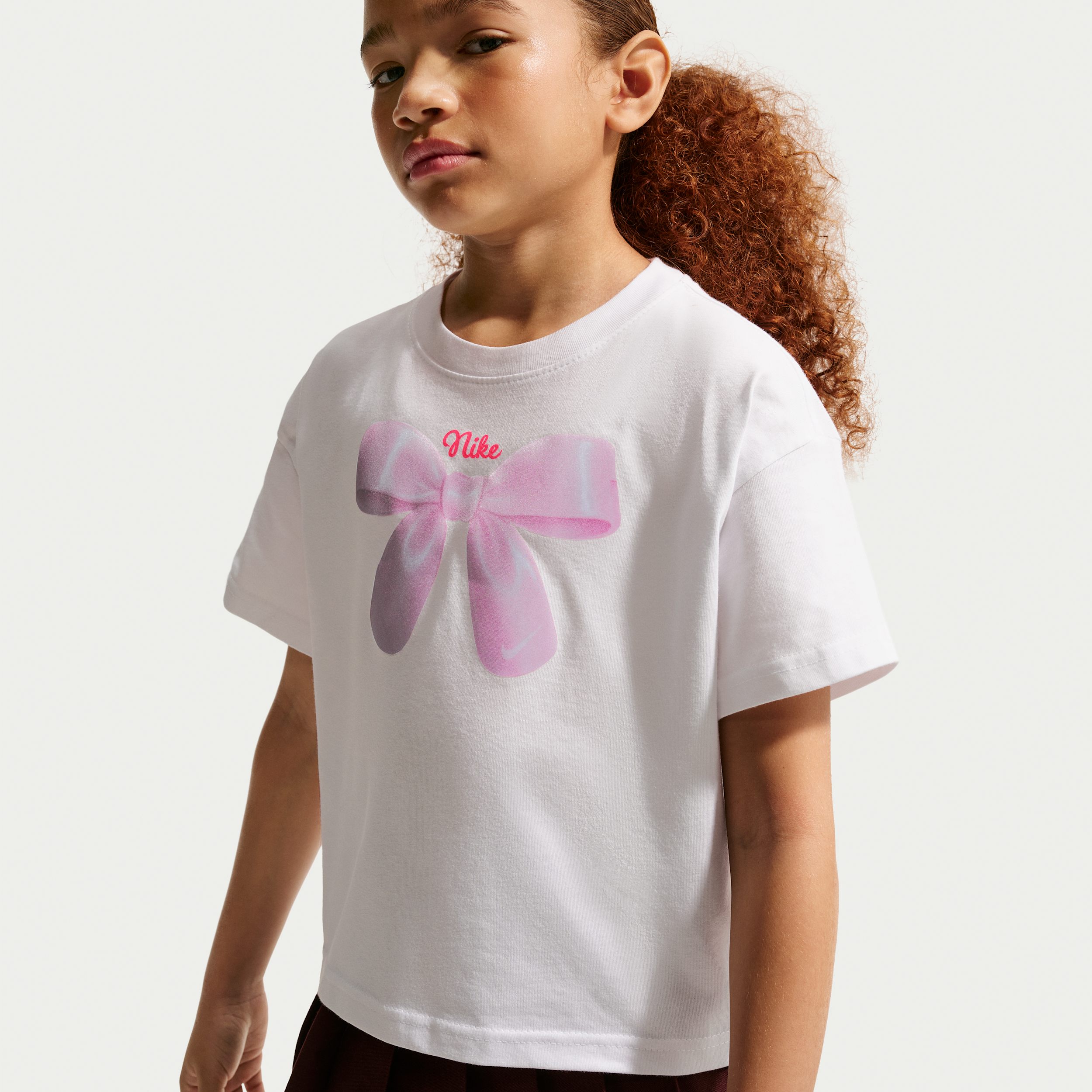 Nike Sportswear Big Kids' (Girls') T-Shirt in White | IV7440-100