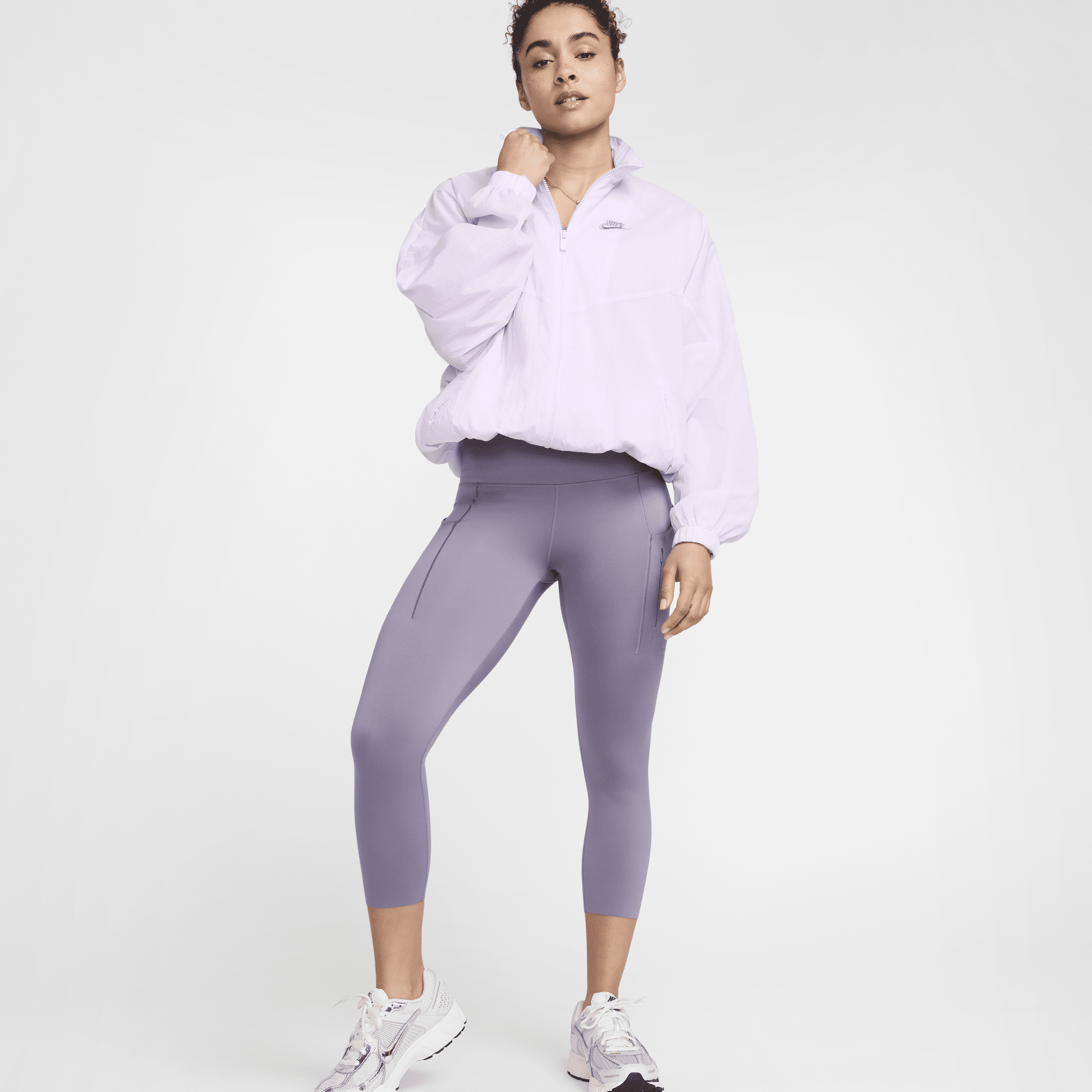 Shop Nike Women's Go Firm-support High-waisted Cropped Leggings With Pockets In Purple