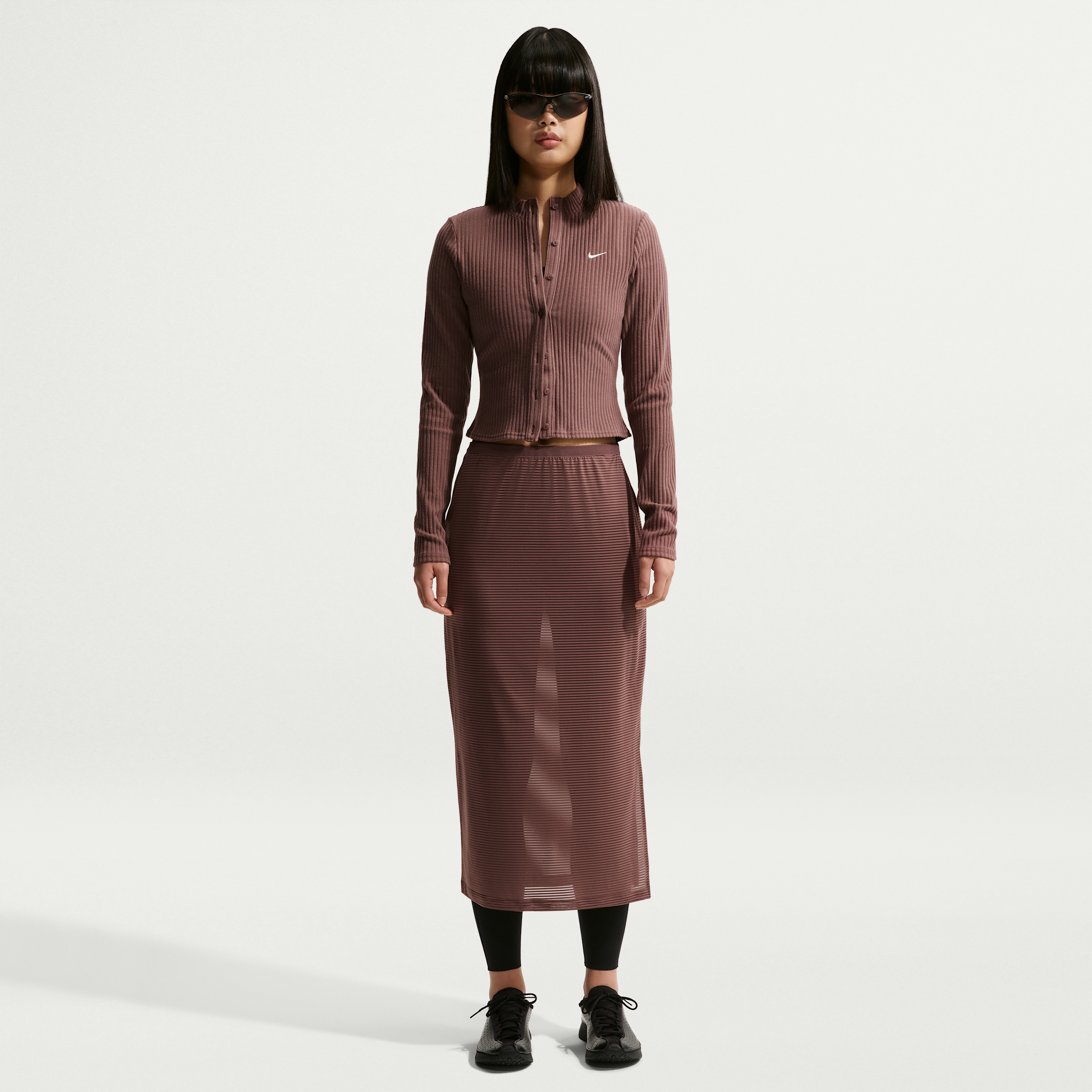 Women's Nike Sportswear Slim Sheer Midi Skirt in Purple | IQ0074-502
