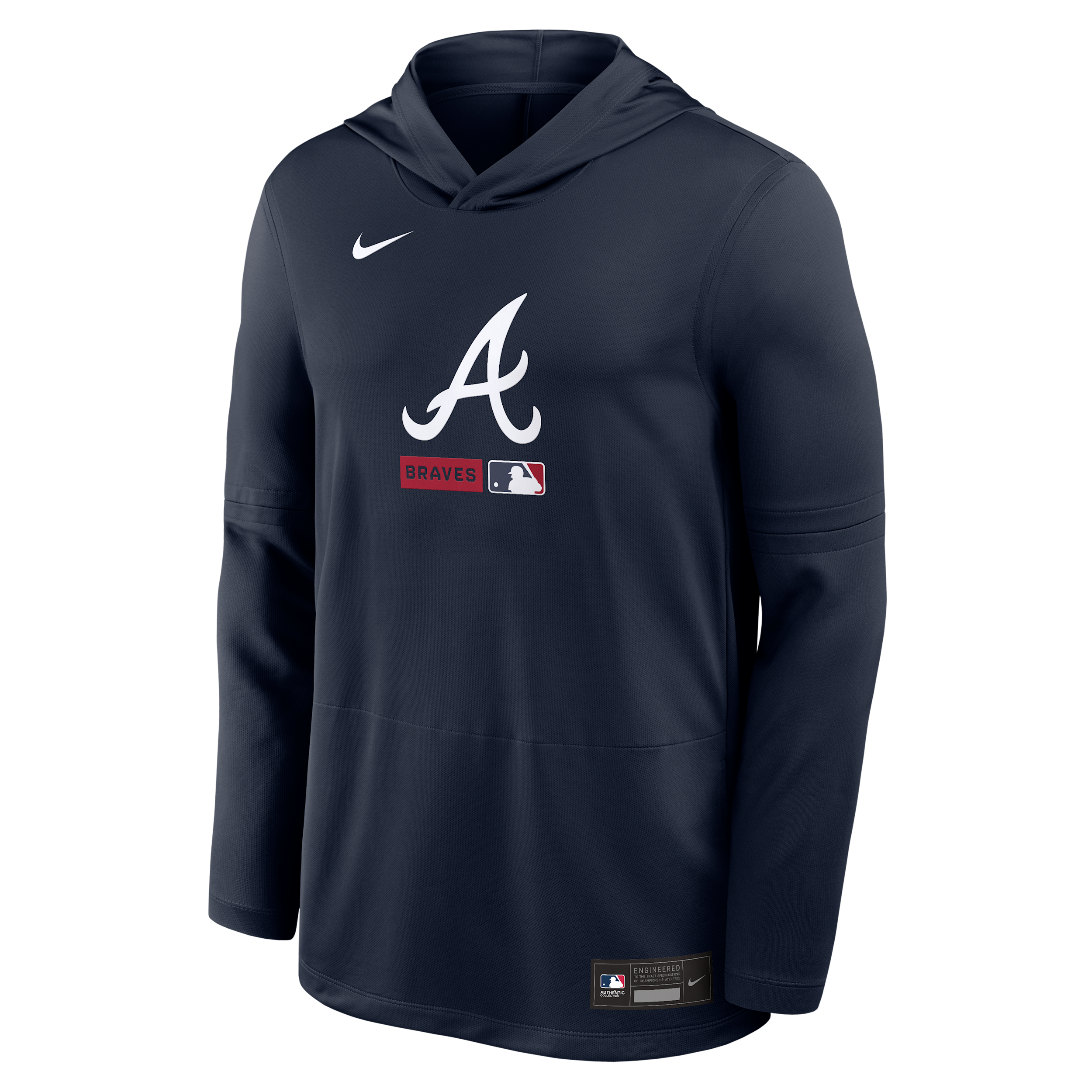 Atlanta Braves Authentic Collection Nike Men's Dri-FIT MLB Long-Sleeve Hooded Top in Blue | 03B94RHAW-S9Q