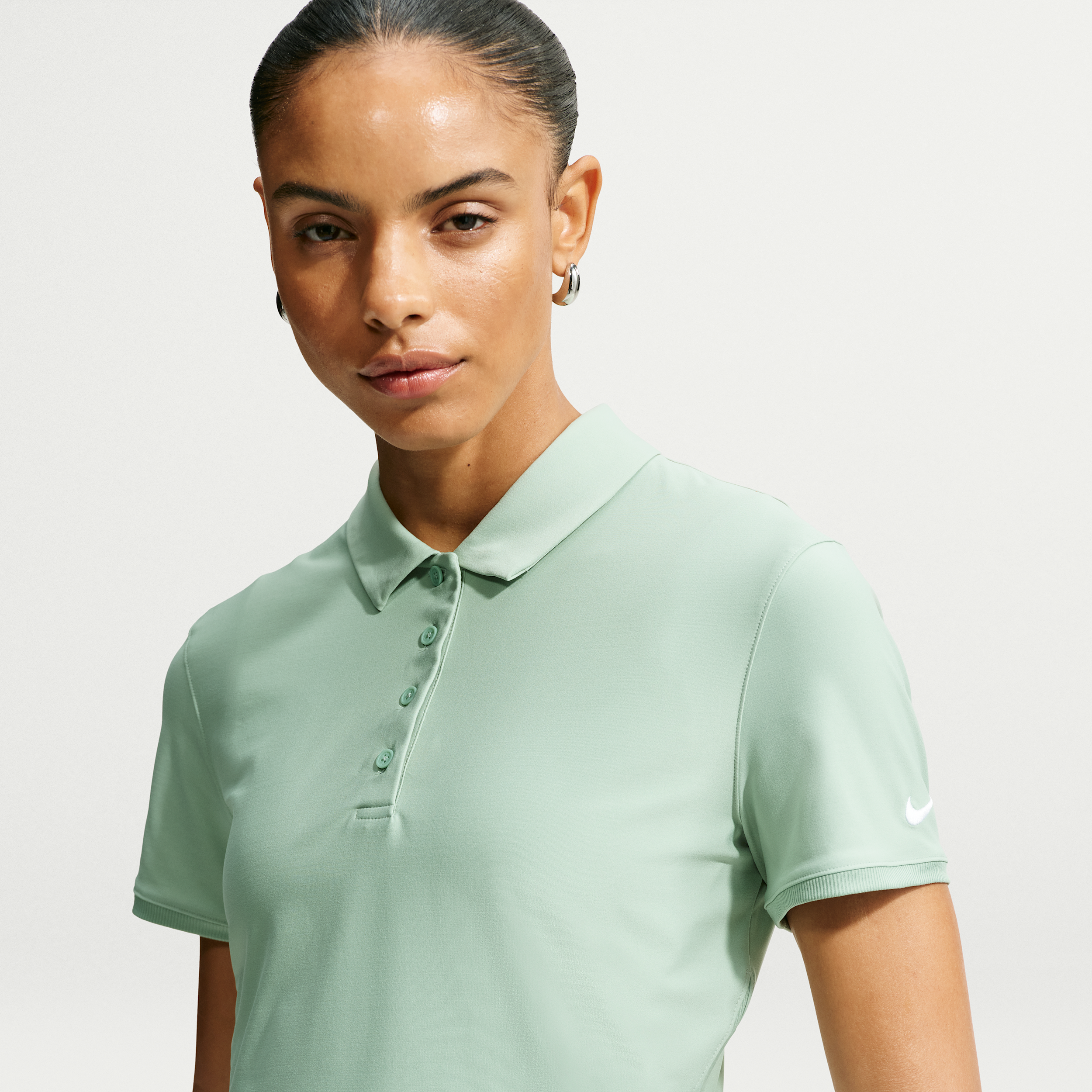 Nike Women's Victory Dri-FIT Short-Sleeve Cropped Golf Polo in Green | IH0519-006