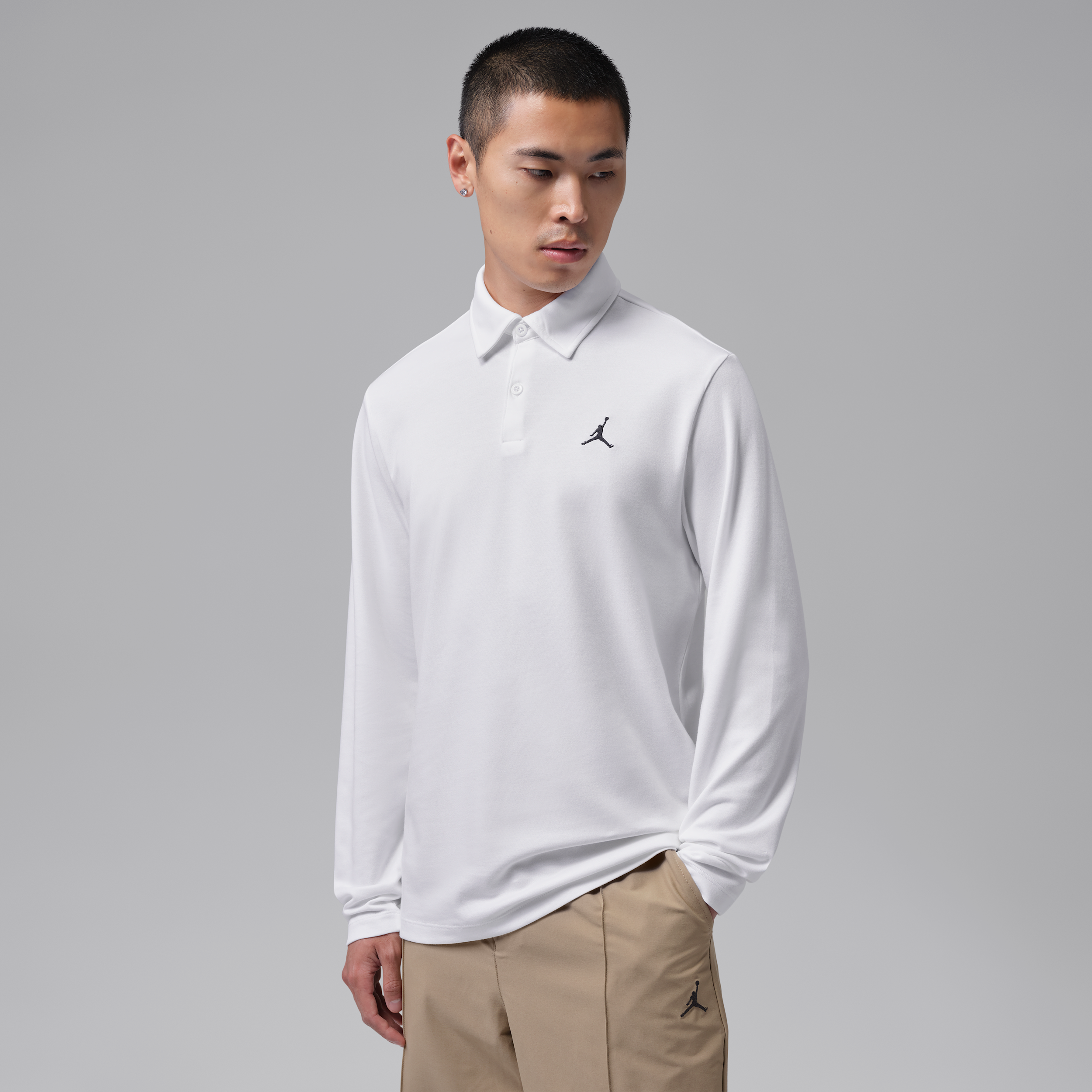 Men's Jordan Sport Dri-FIT Long-Sleeve Golf Polo in White | IU1649-100