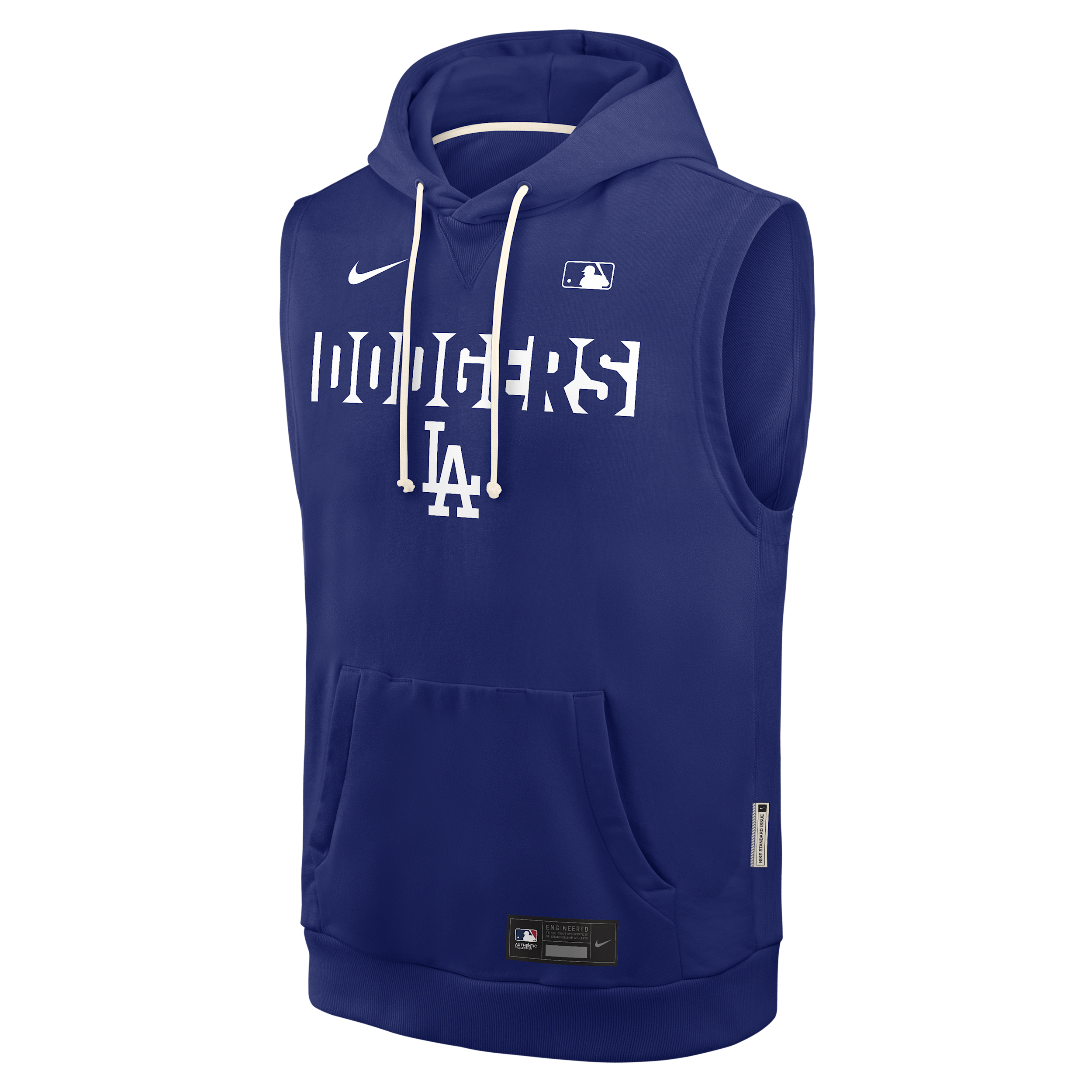 Los Angeles Dodgers Authentic Collection Standard Issue Nike Men's Dri-FIT MLB Sleeveless Pullover Hoodie in Blue | 03B447XLD-4T2
