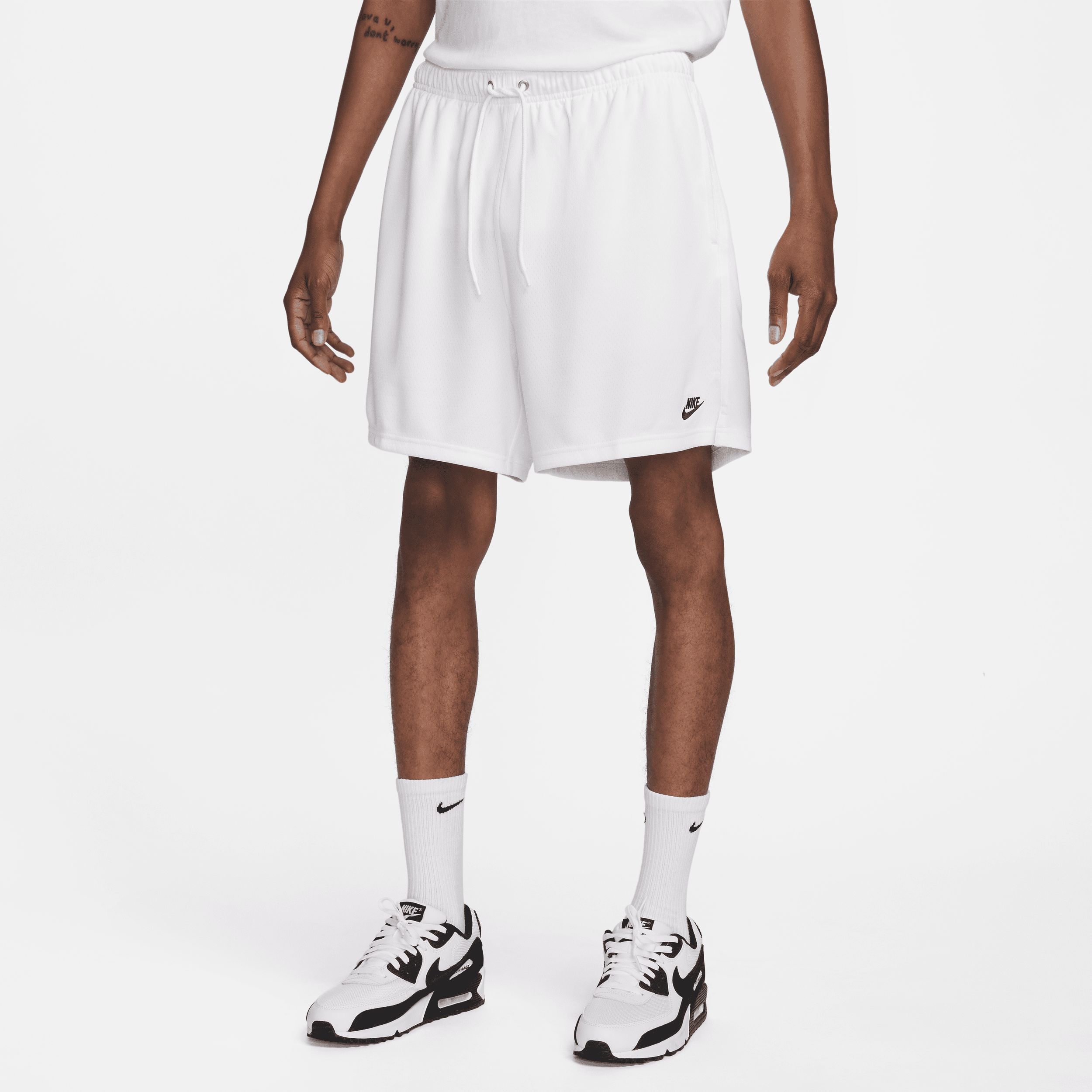 Shop Nike Men's Club Mesh Flow Shorts In White