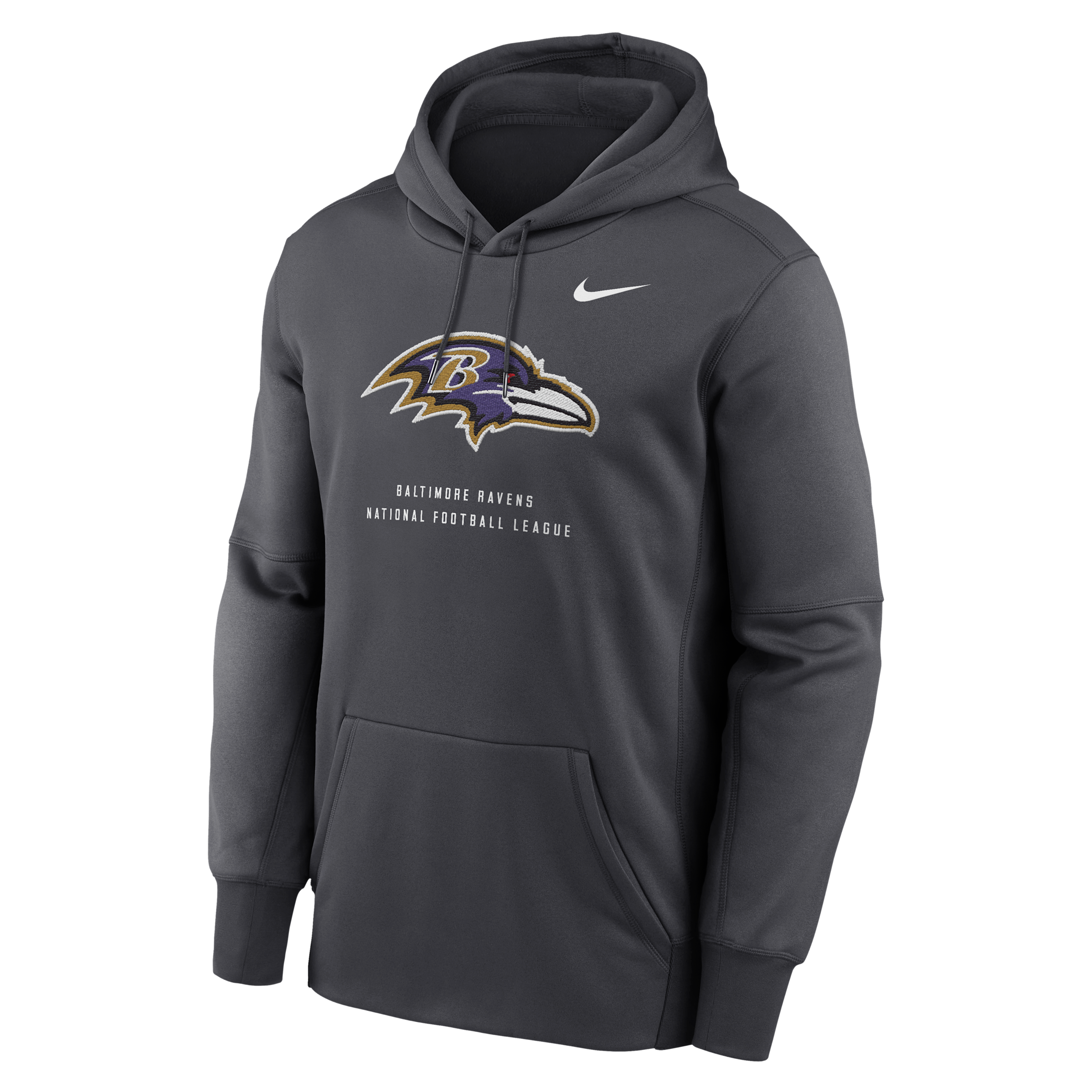 Men's Baltimore Ravens Nike Therma NFL Pullover Hoodie in Grey | NKAQ06F8G-R7Q