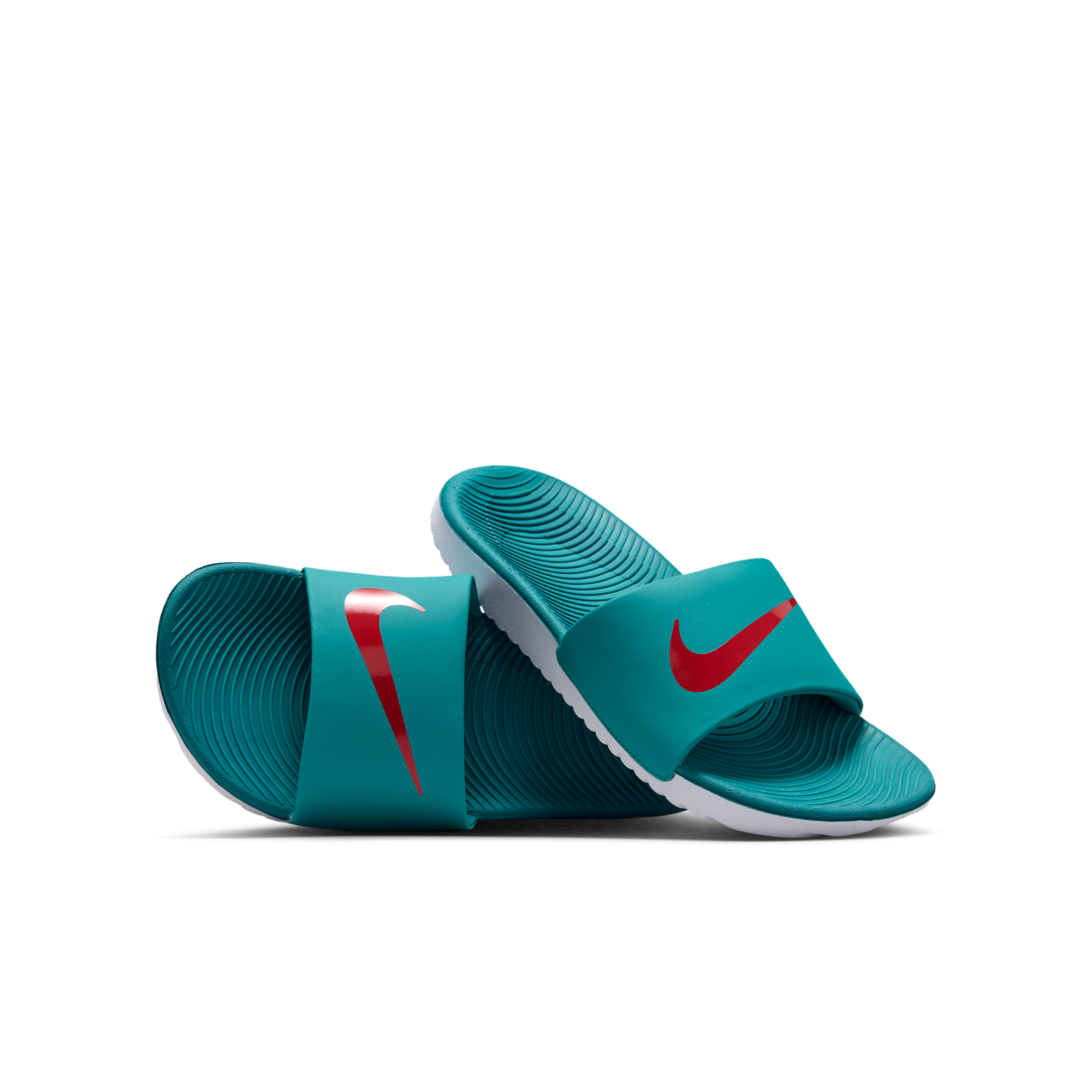 Nike Kids' Kawa Slides, Size 2, Energy/Tropical Pink/Bright Spruce/White
