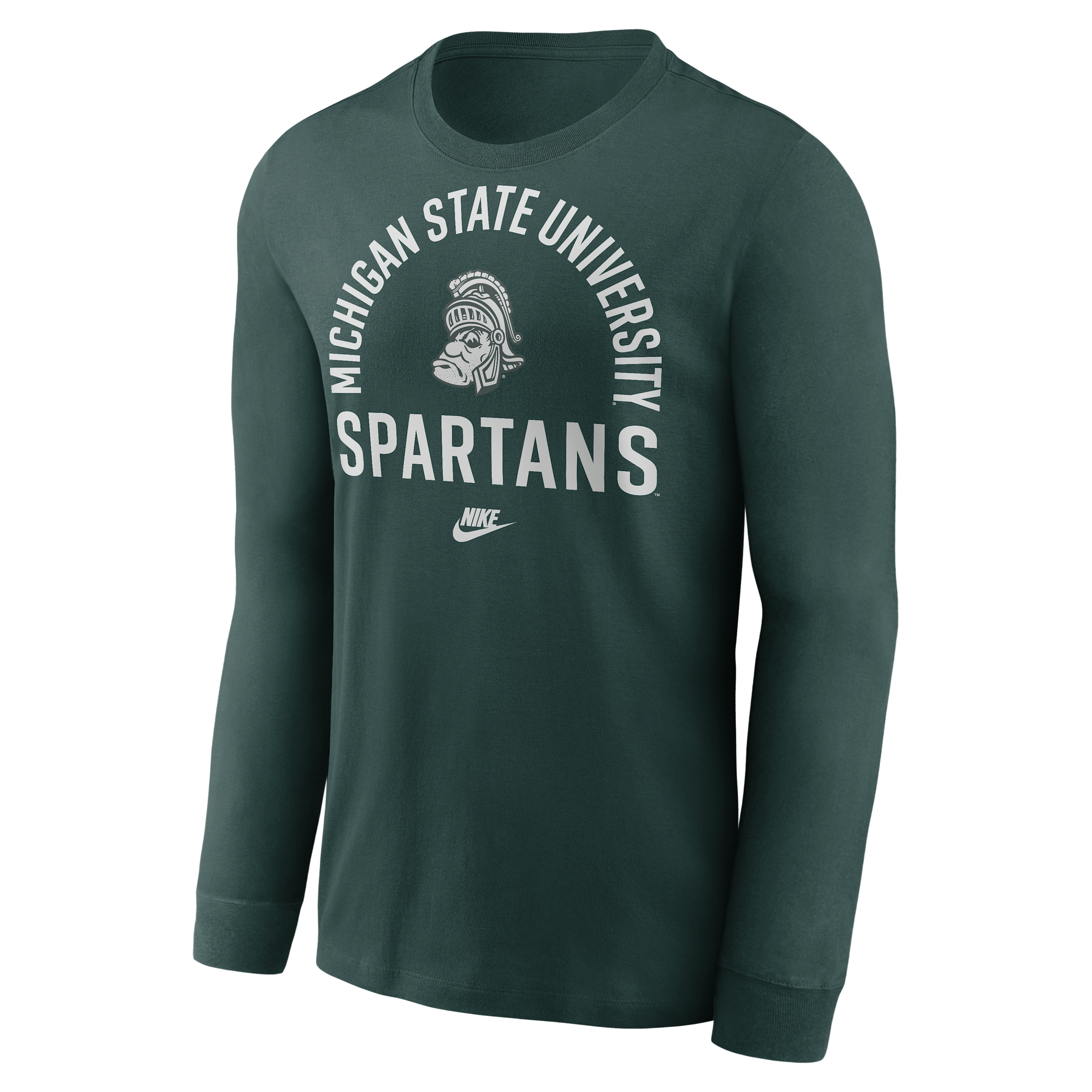 Michigan State Legacy Arched Logo Nike Men's College Long-Sleeve T-Shirt in Green | NKAC3EYMSV-0TP