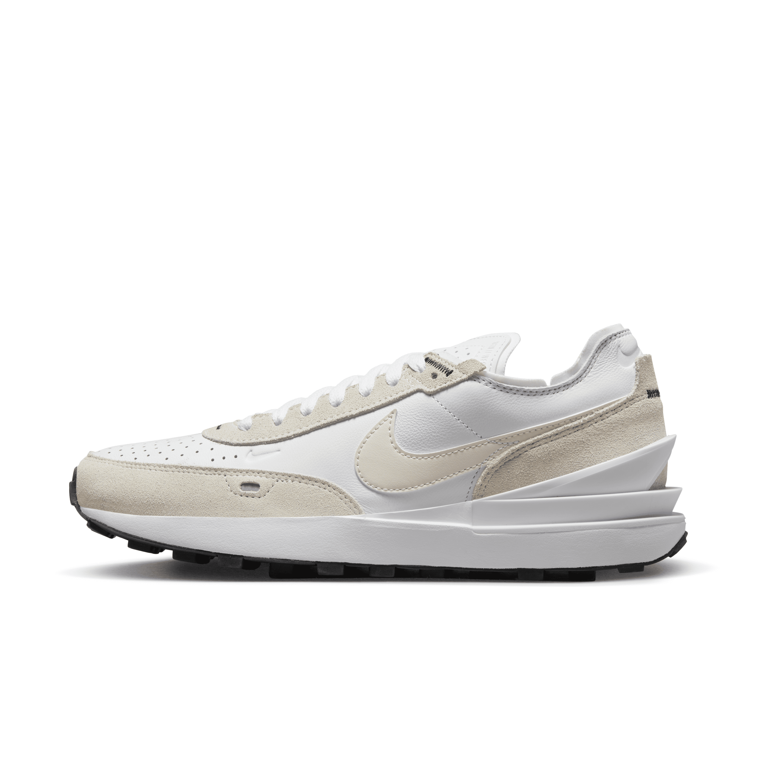 Shop Nike Men's Waffle One Leather Shoes In White