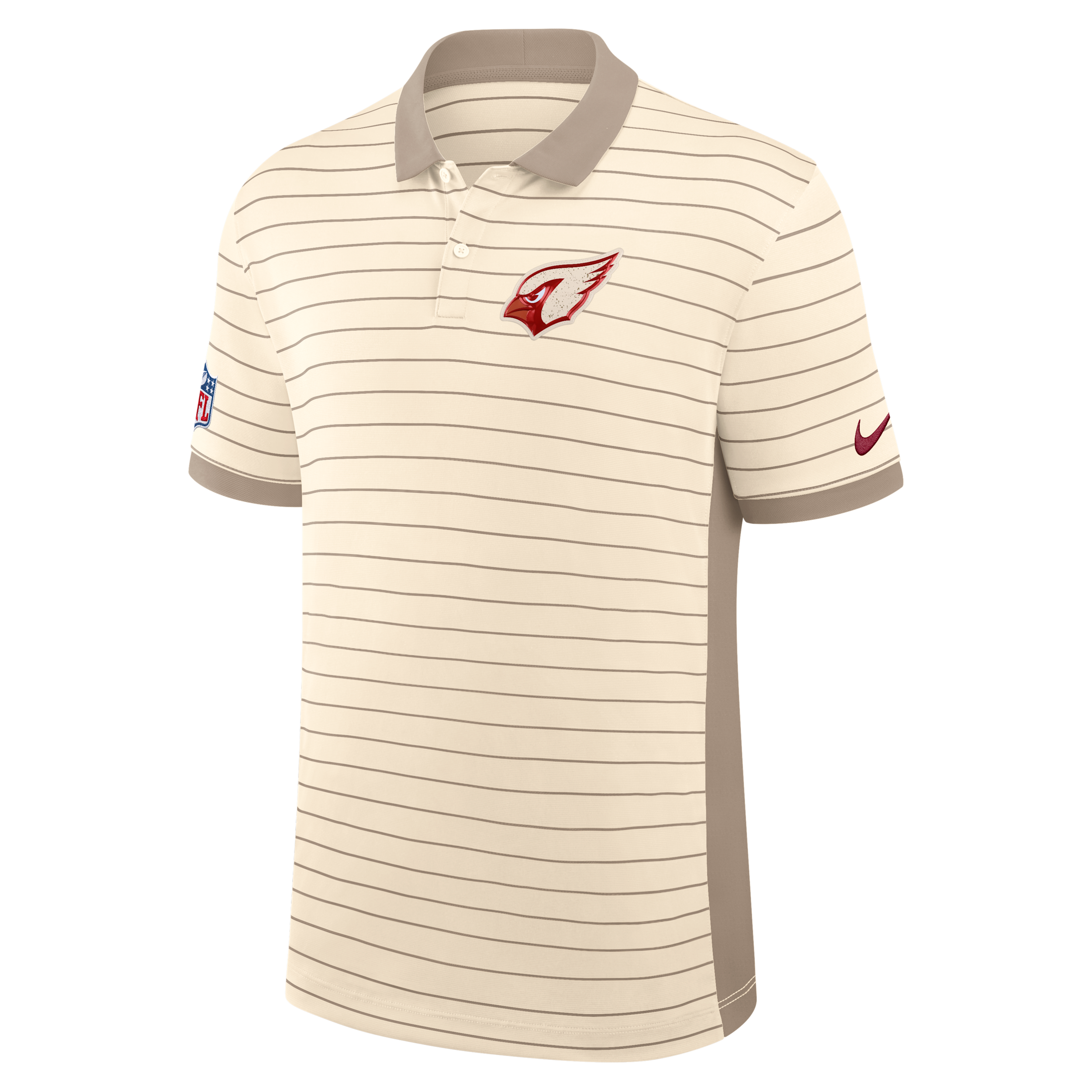 Nike Men's Natural Arizona Cardinals 2025 Rivalries Collection Sideline Victory Striped Dri-fit Polo Shirt - Natural