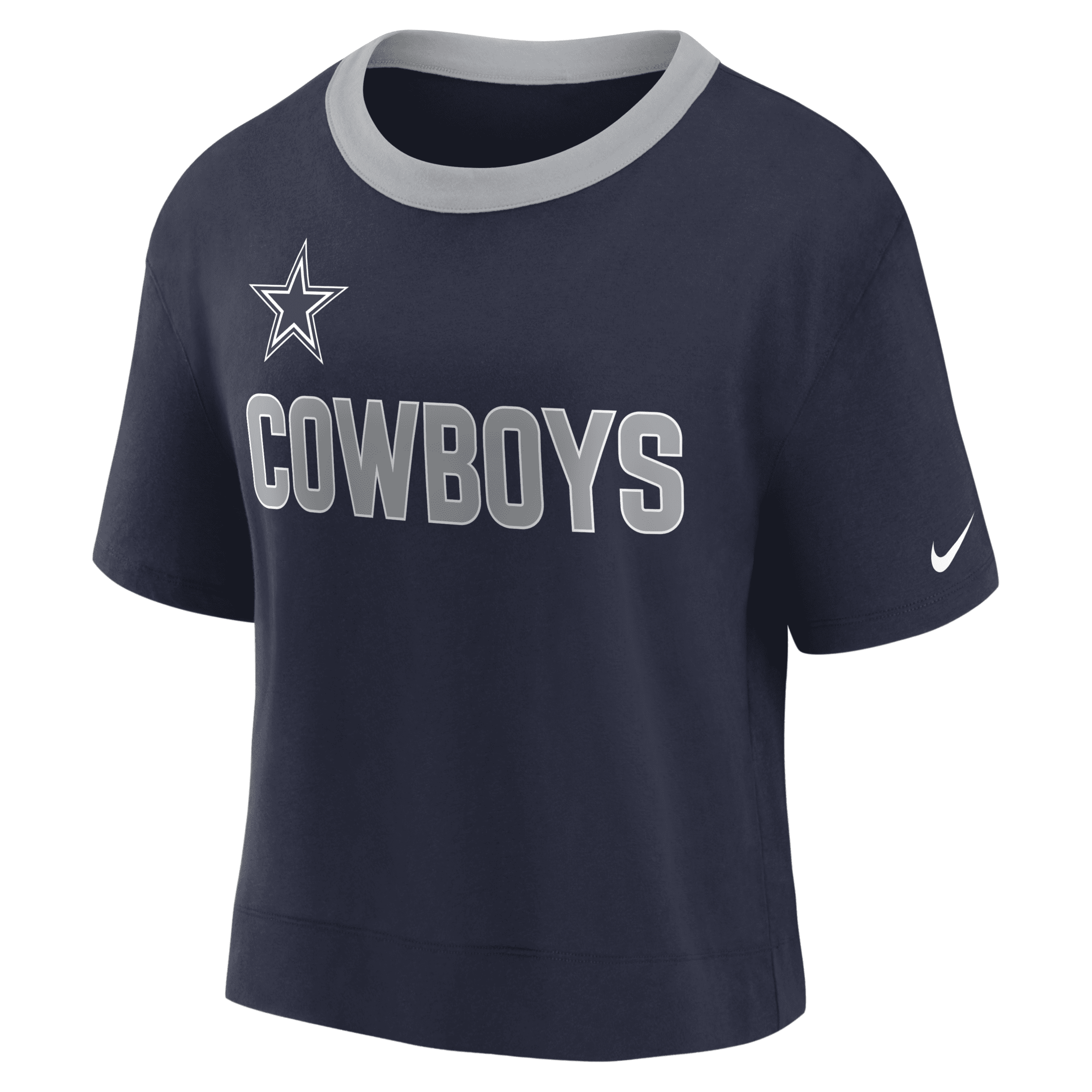 Nike Navy Dallas Cowboys High Hip Fashion Cropped Top In Blue