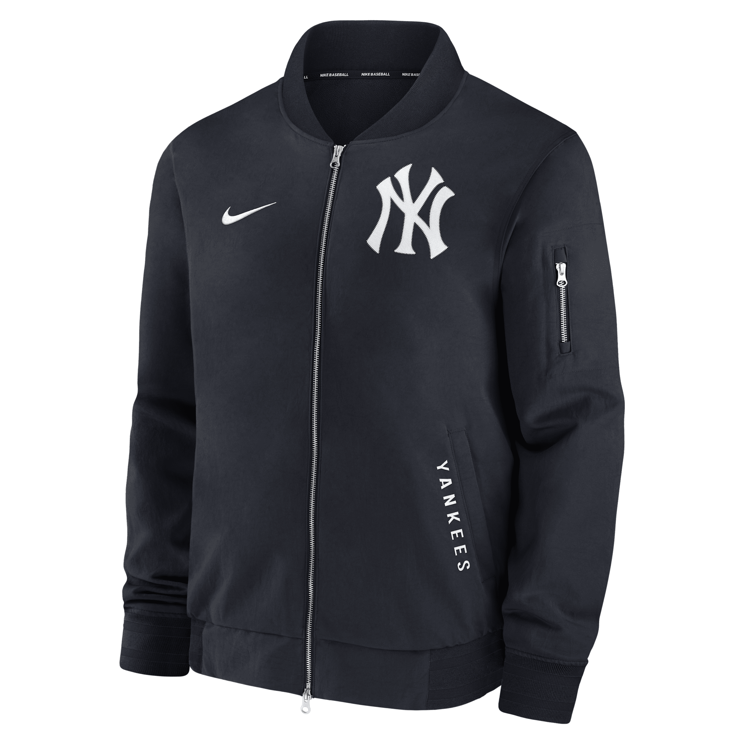 Nike New York Yankees Authentic Collection Dugout Men's Mlb Full-zip Bomber Jacket In Blue