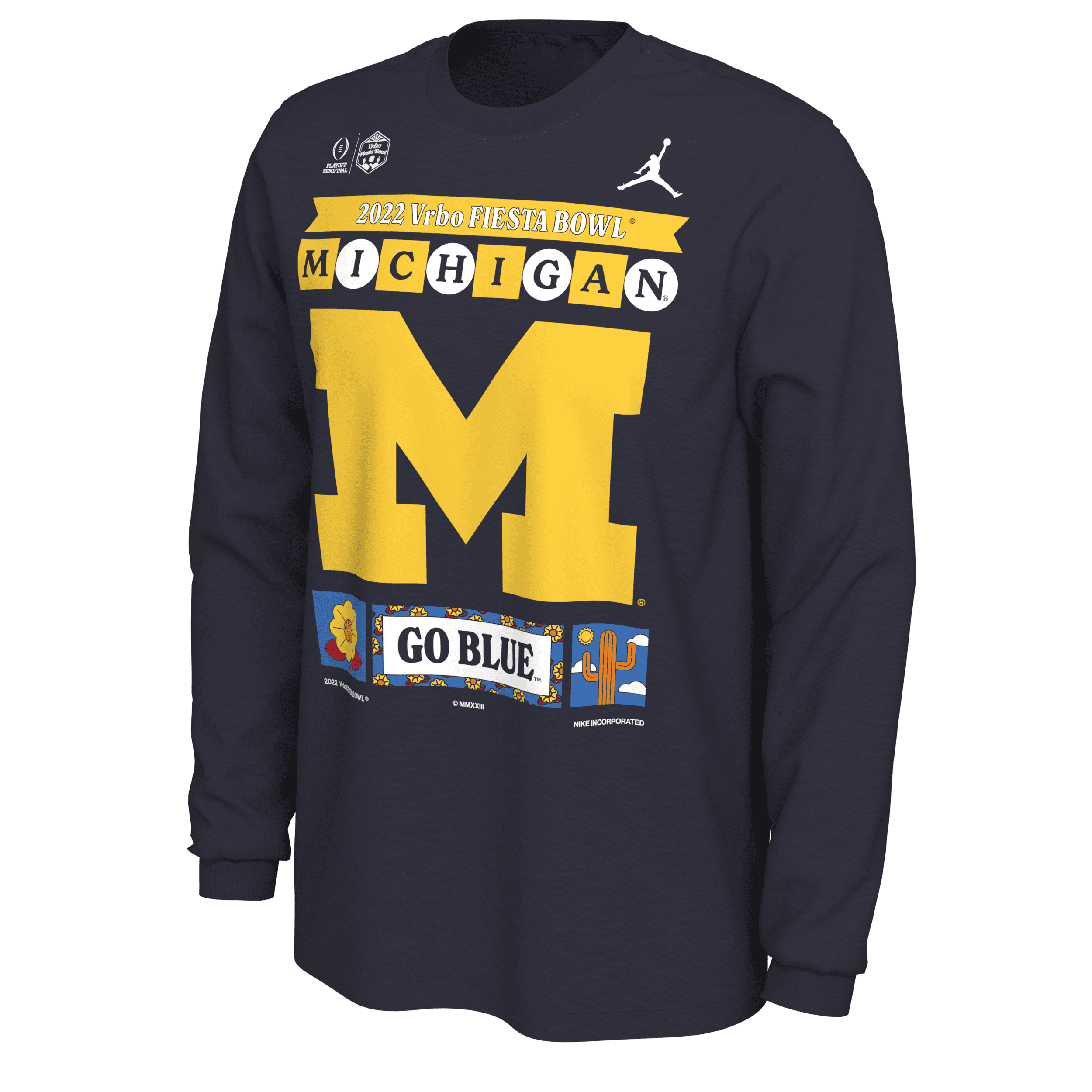 Nike Men's Michigan Bowl Bound Playoff Jordan College Football Long-sleeve T-shirt In Blue