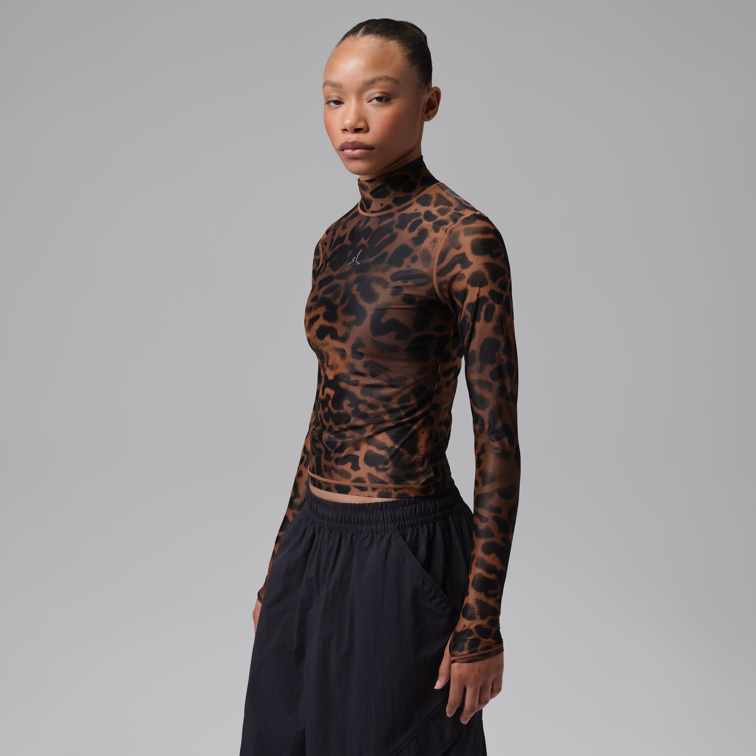 Women's Jordan Flight Long-Sleeve Mesh Top in Brown | IQ4011-281