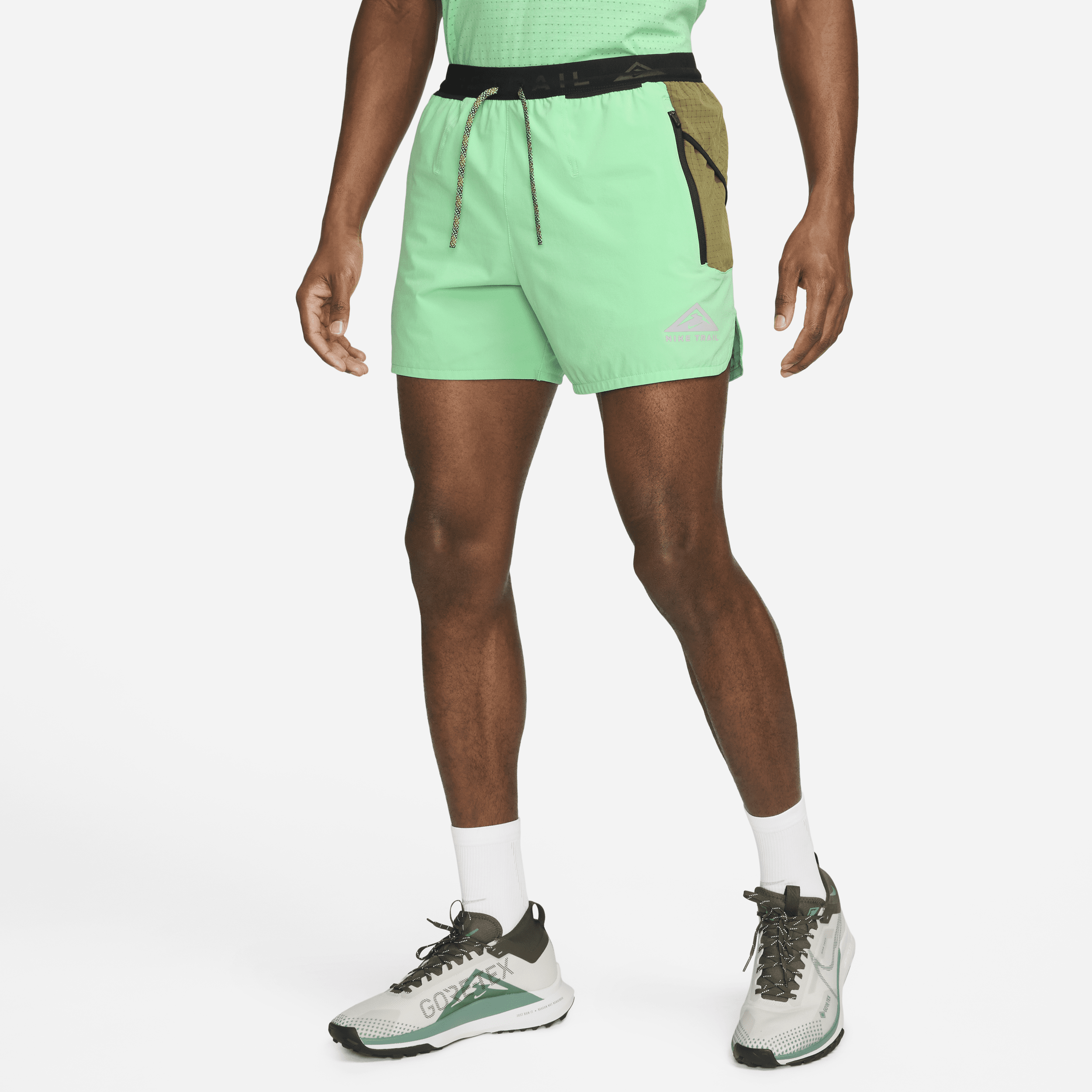 Nike Men's Trail Second Sunrise Dri-fit 5" Brief-lined Running Shorts In Green