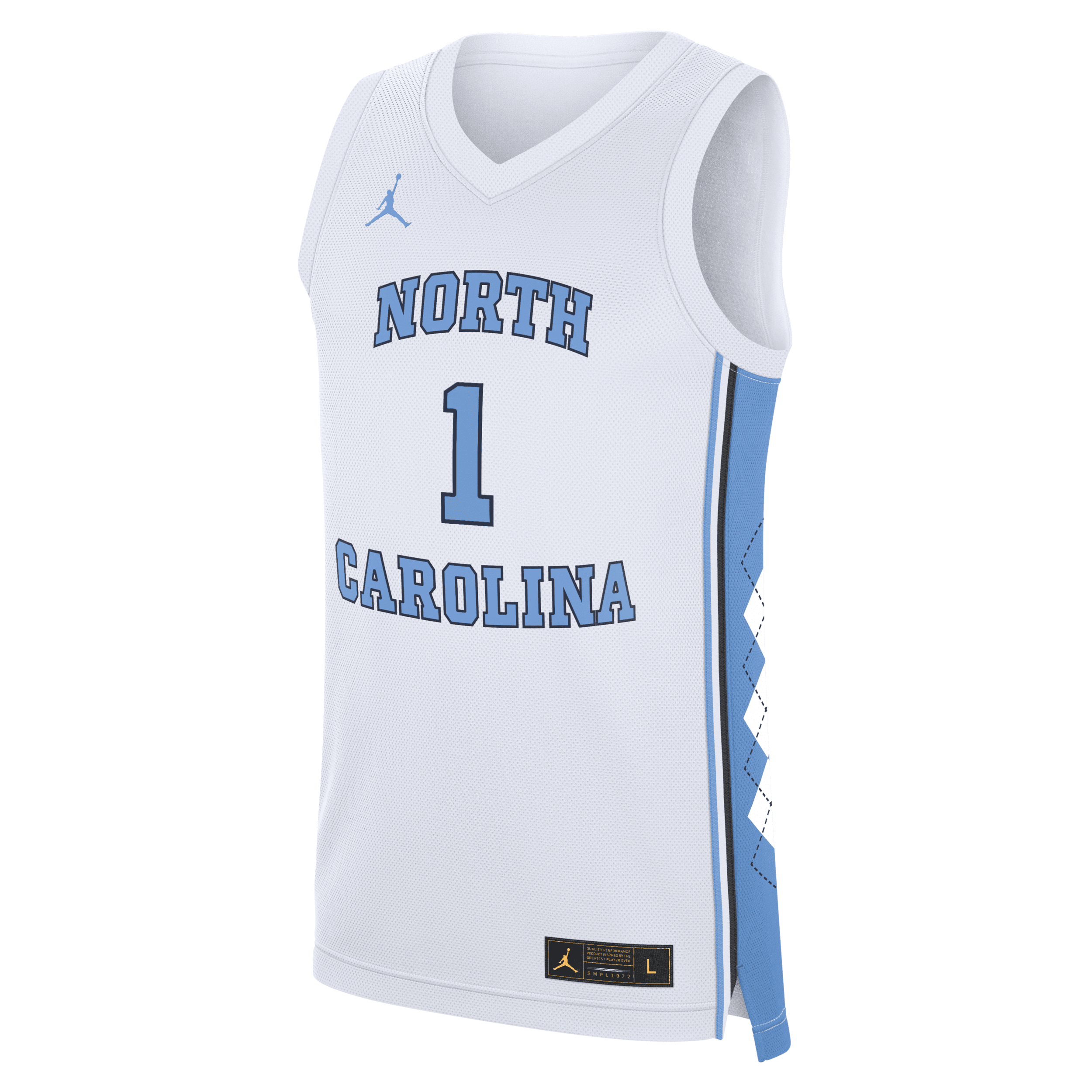 Men's North Carolina Tar Heels Replica Jordan Brand College Basketball Jersey in White | CLEVGRJJCBJUNC-NC1