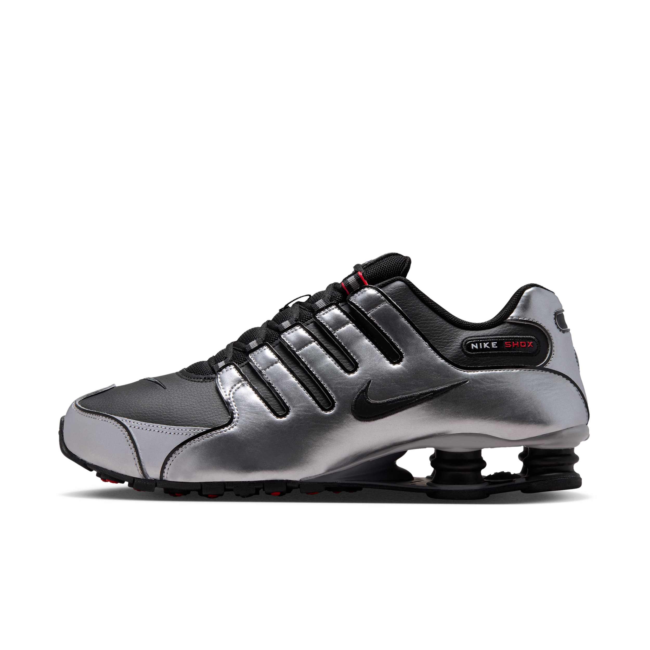 Nike Men's Shox NZ Casual Shoes in Black/Metallic Silver/University Red Size: 11.5