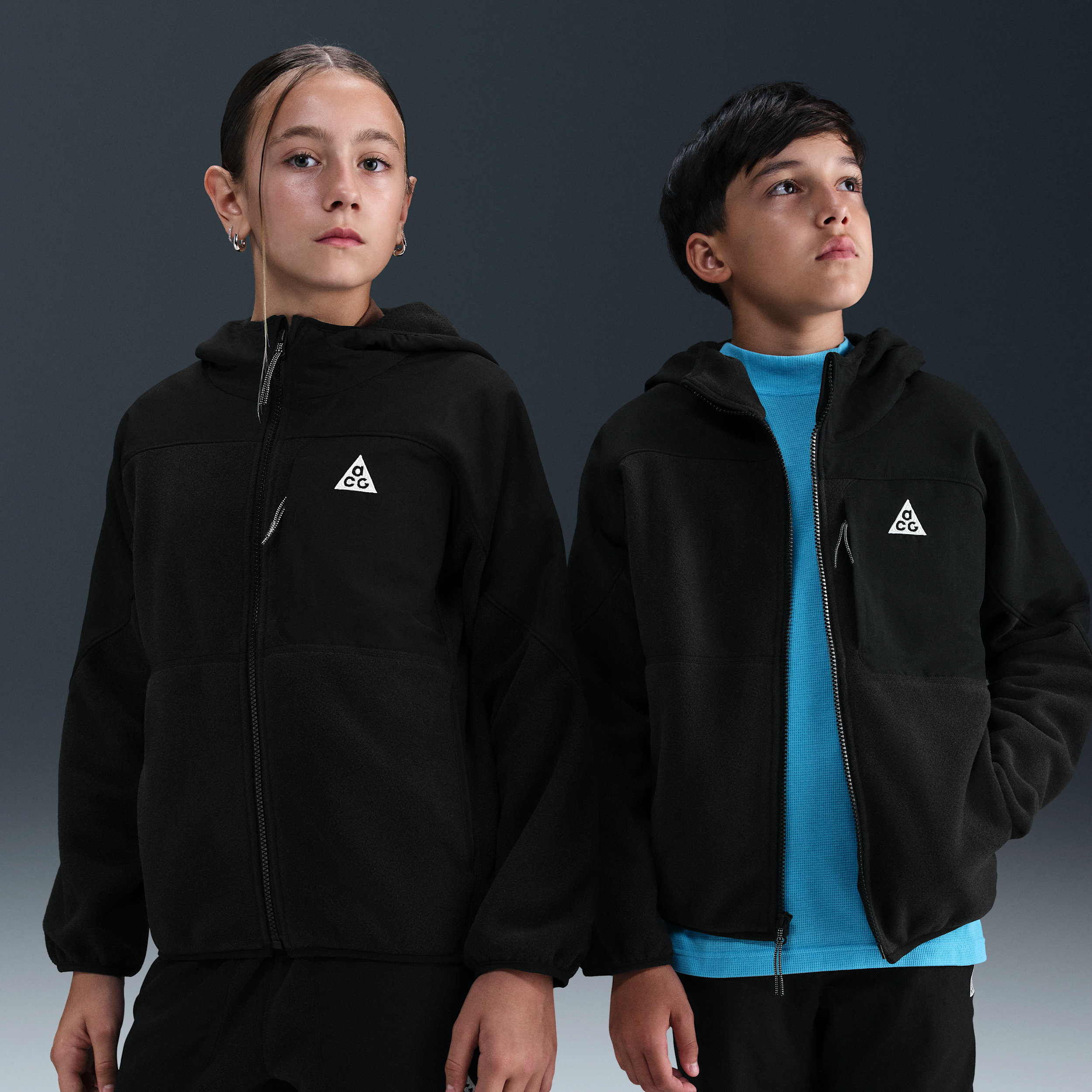 Nike ACG "Wolf Tree" Big Kid's PolartecÂ® Full-Zip Hoodie in Black | HQ9606-010