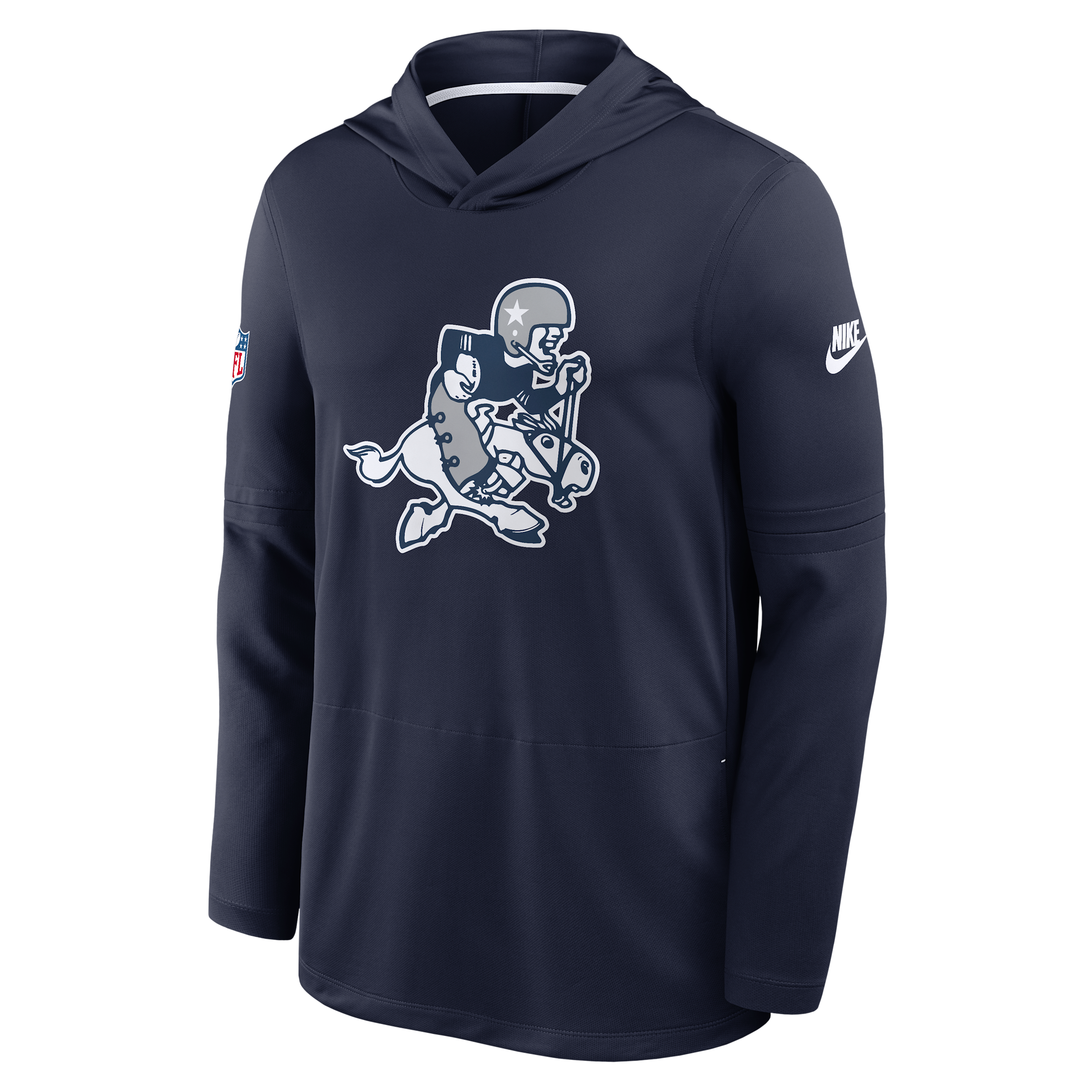 Men's Nike Navy Dallas Cowboys Sideline Alternate Lightweight Long Sleeve Hooded Dri-FIT T-Shirt