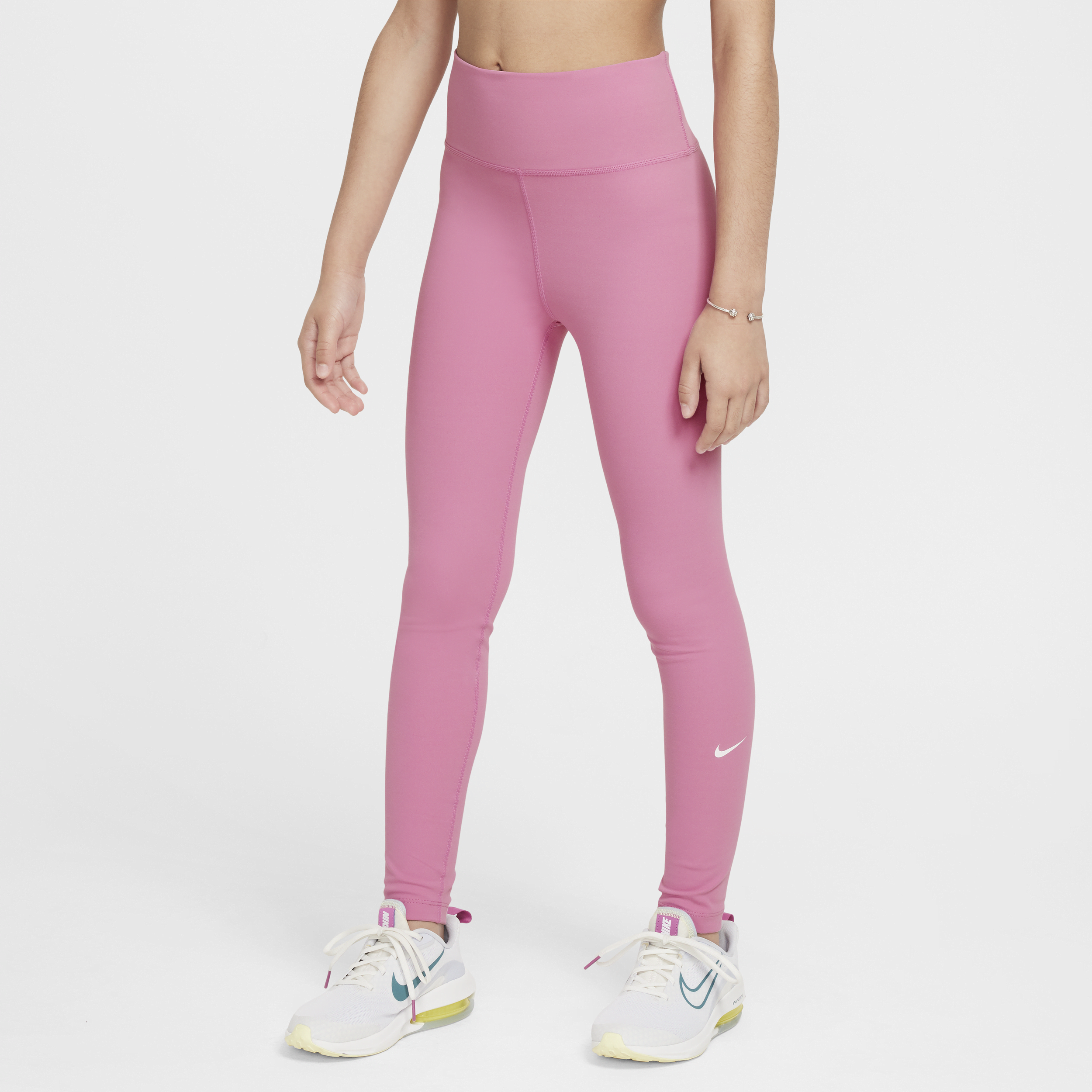 Nike One Big Kids' (girls') Dri-fit High-waisted Leggings In Pink