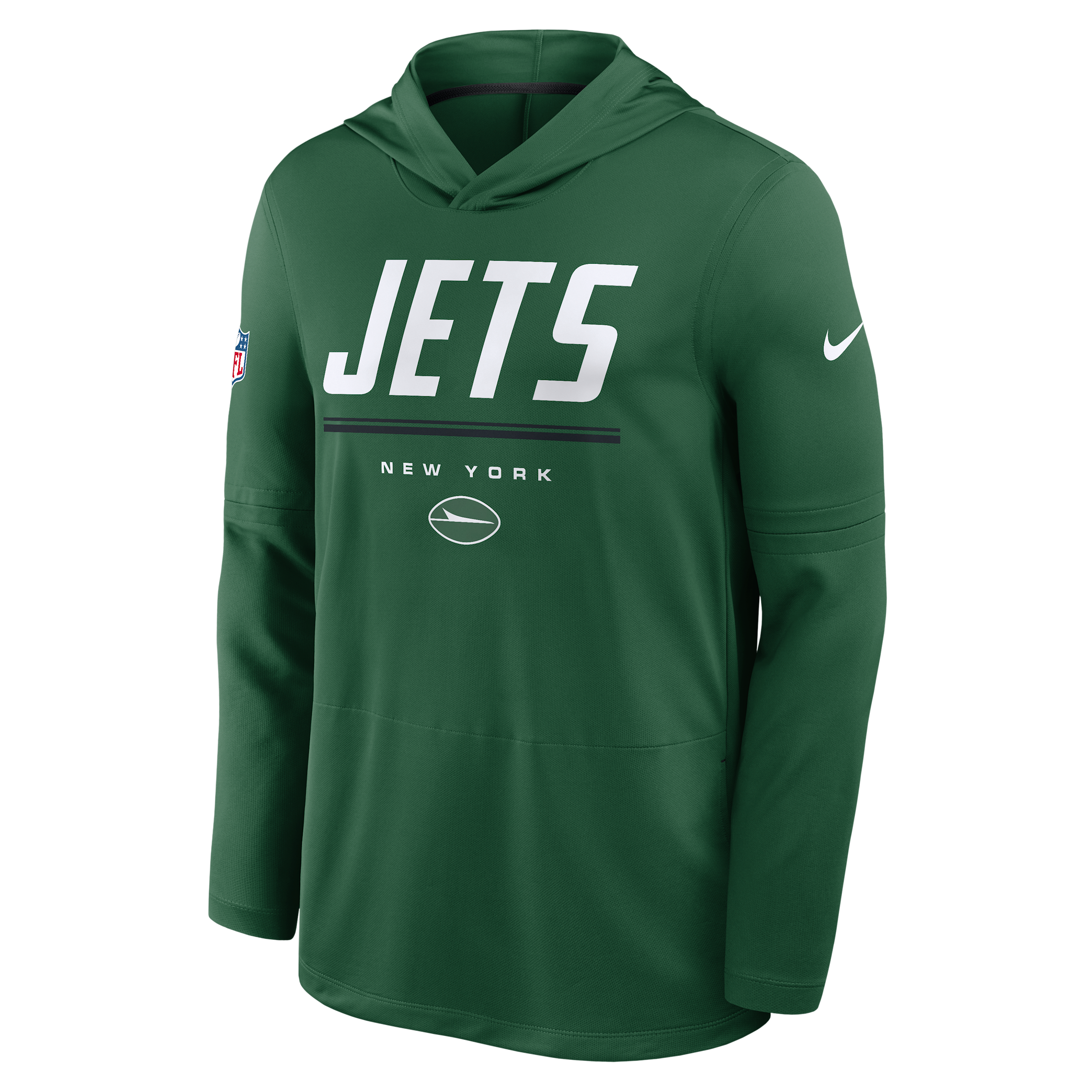 Nike Men's Green New York Jets Sideline Game On Lightweight Long Sleeve Hooded Dri-fit Sweatshirts - Green, Black