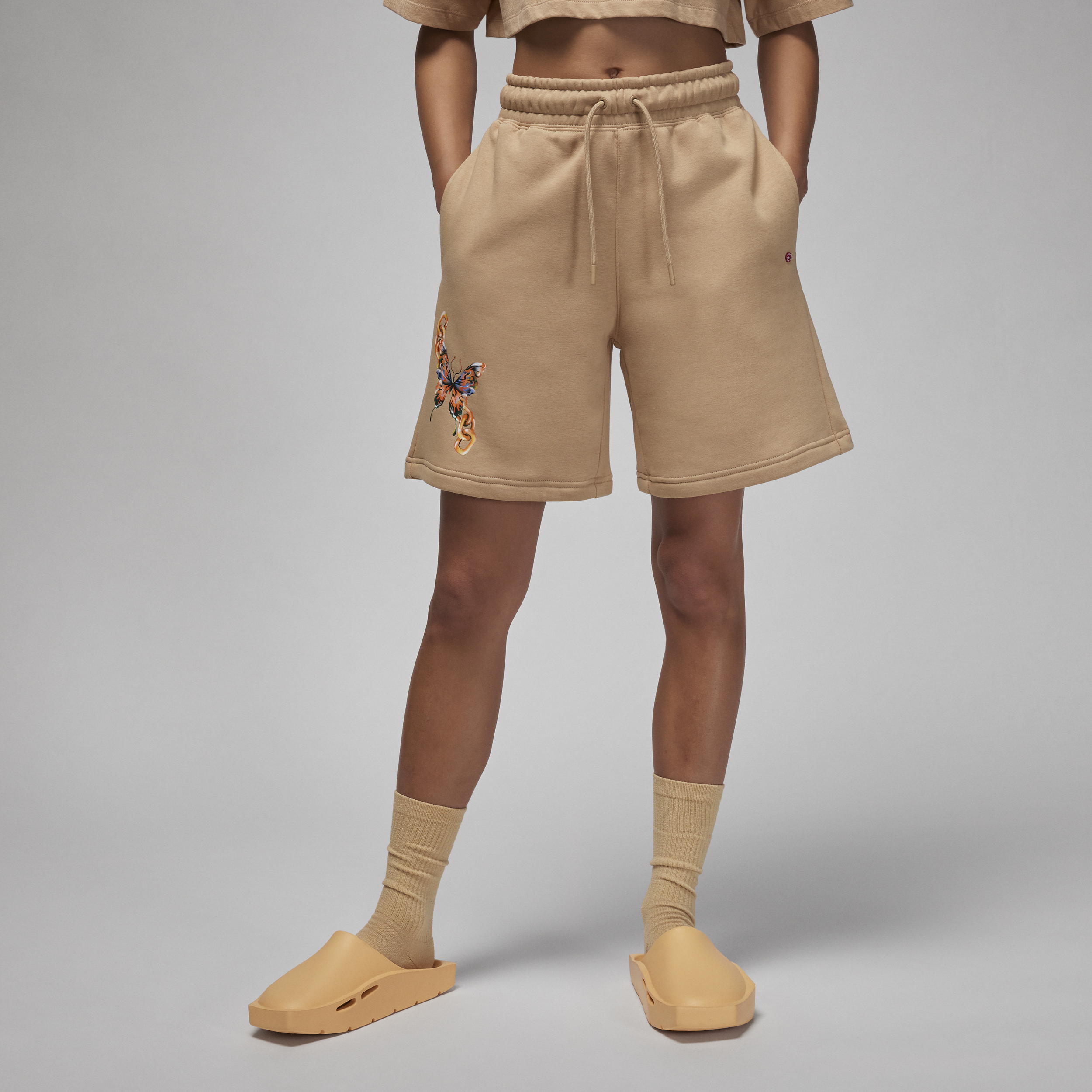Shop Jordan Women's  Artist Series By  Moss Brooklyn Fleece Shorts In Brown