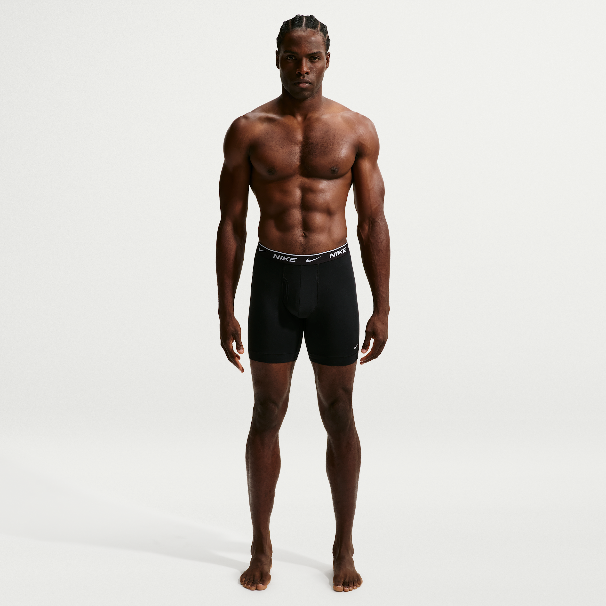 Nike Men's Essential Cotton Stretch Dri-FIT Long Boxer Briefs (3-Pack) in Black | KE1282-001