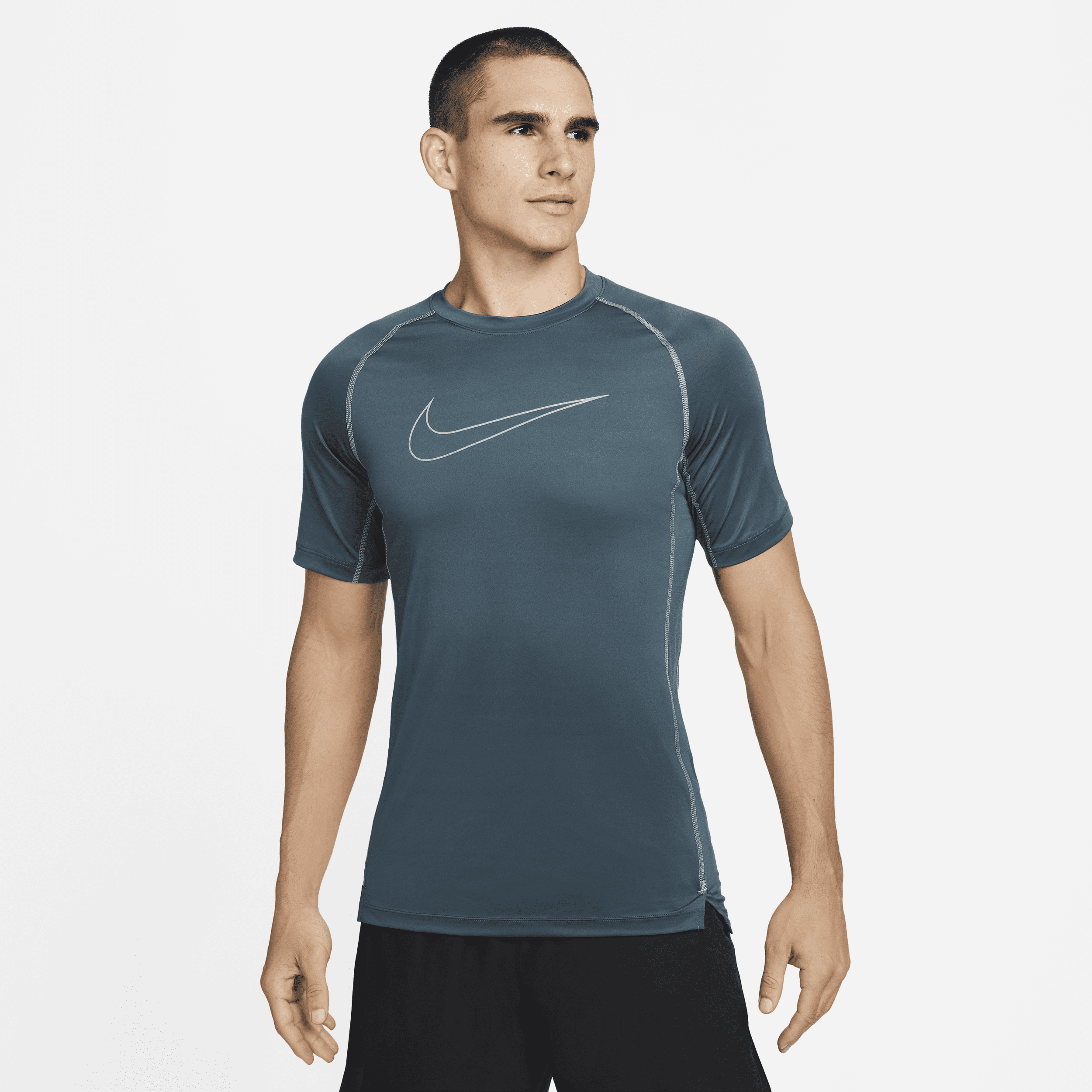 Nike Men's  Pro Dri-fit Slim Fit Short-sleeve Top In Grey