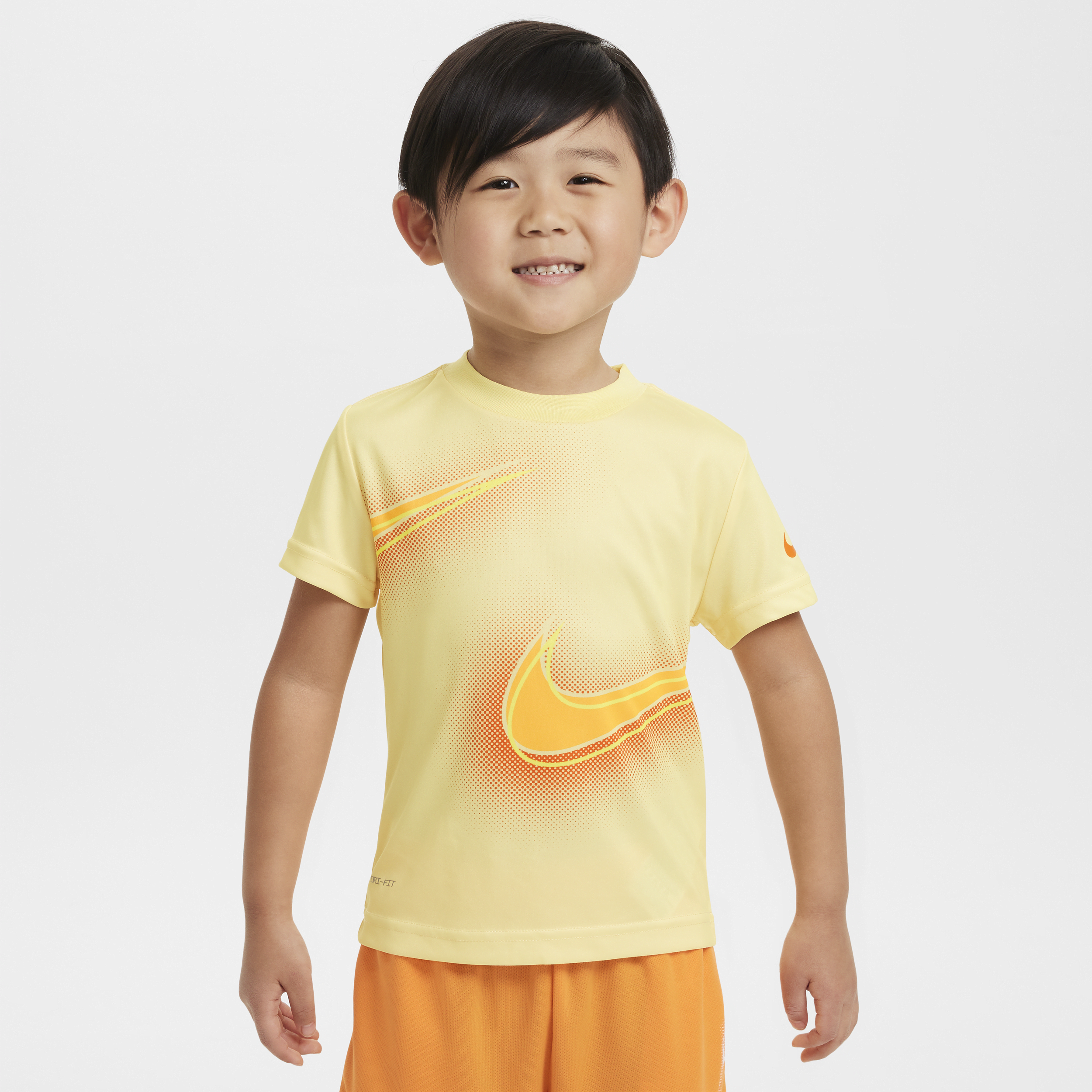 Shop Nike Dri-fit Toddler Stacked Up Swoosh T-shirt In Yellow