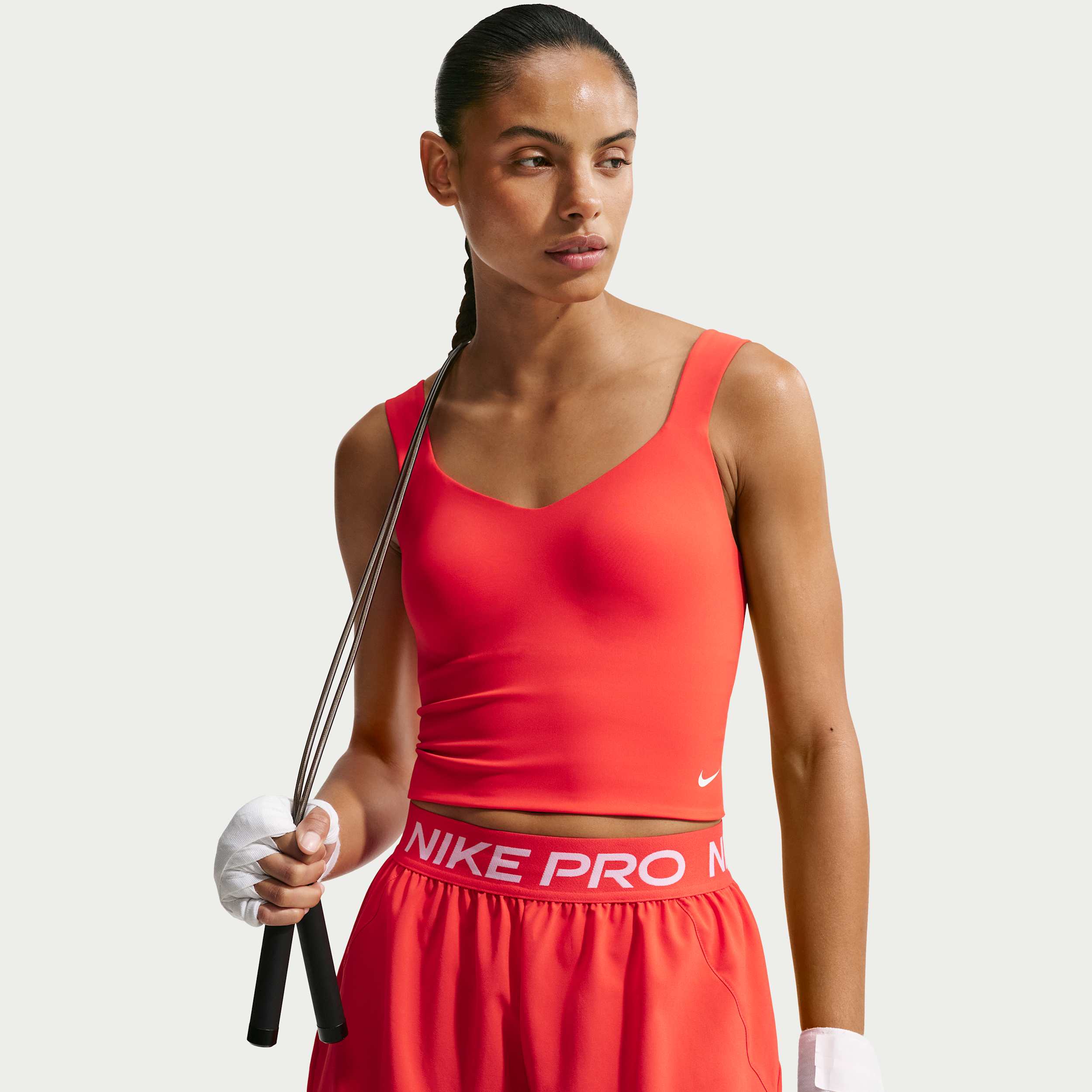 Women's Nike Pro Sculpt Medium-Support Padded Sports Bra Tank Top in Red | IR1902-696