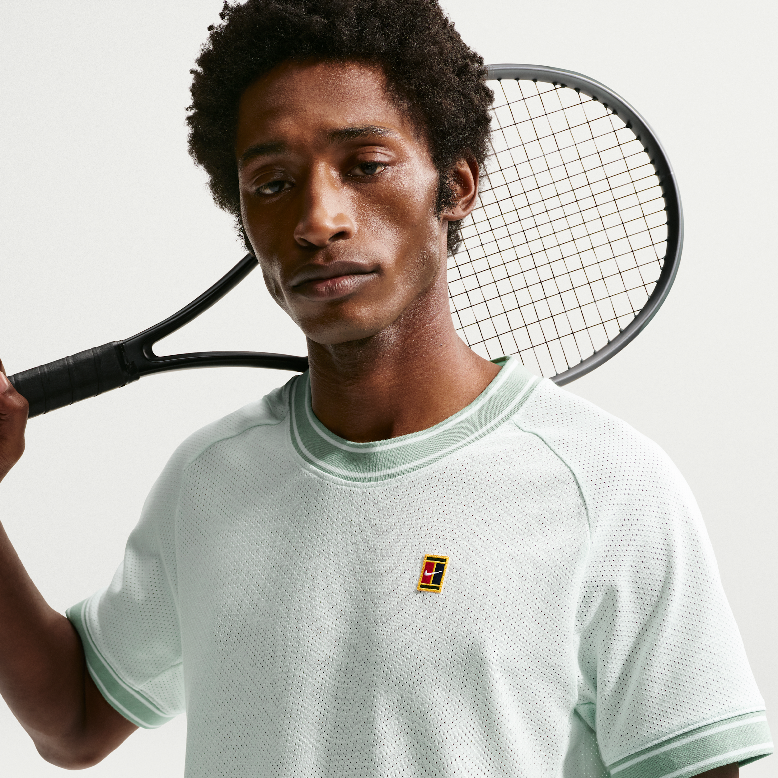 Nike Men's Court Heritage Dri-FIT Short Sleeve Tennis Shirt, XL, Barely Green