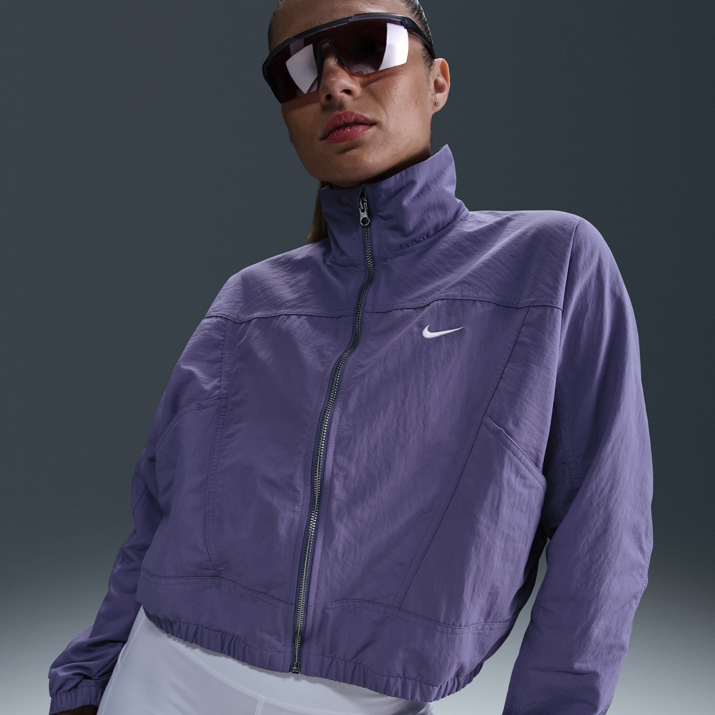 Shop Nike Women's Sportswear Everything Wovens Oversized Repel Uv Protection Jacket In Purple