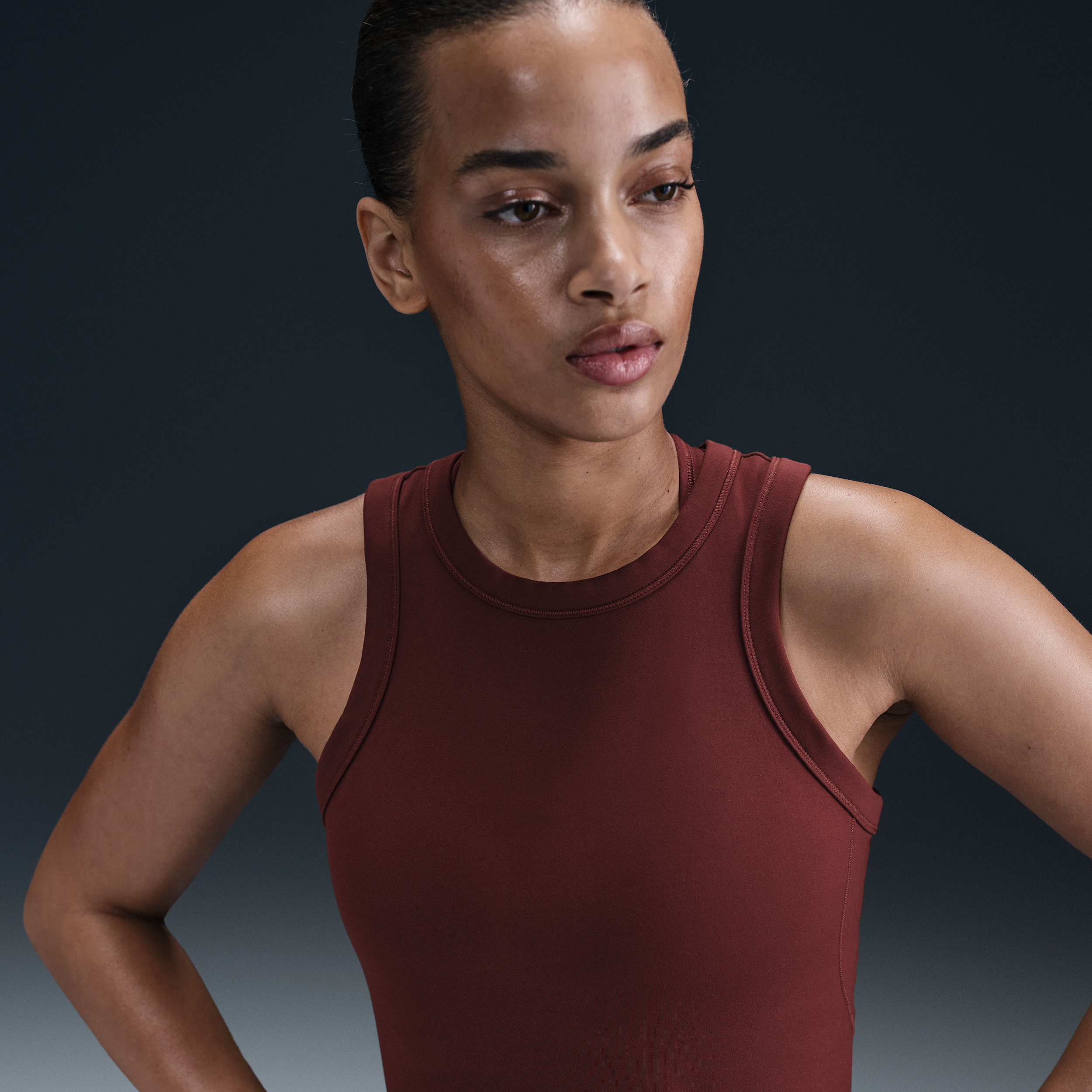Nike Women's One Fitted Dri-fit Cropped Tank Top In Brown