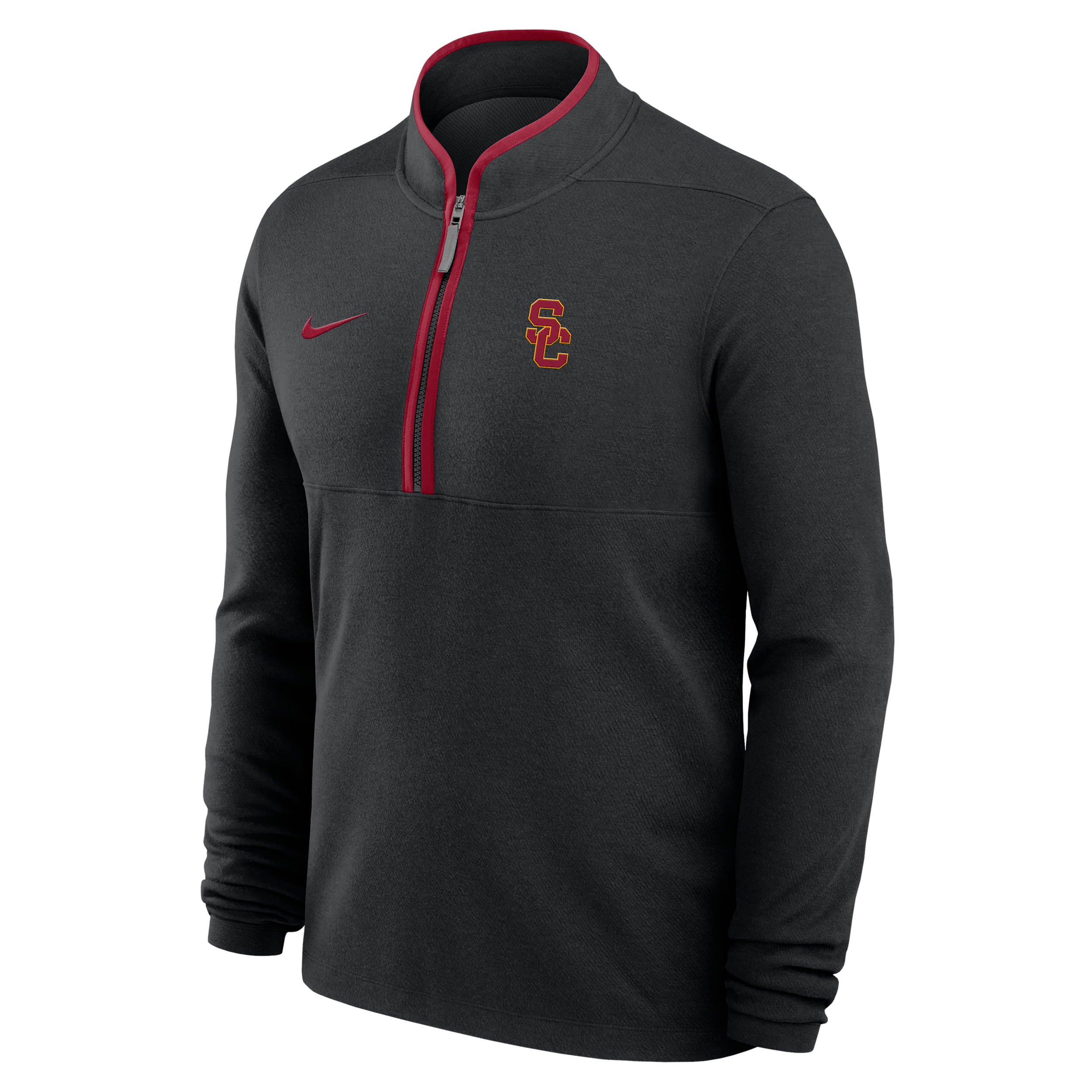 USC Victory Nike Men's Dri-FIT College 1/2-Zip Long-Sleeve Top in Black | 0443090NSCJ-APS