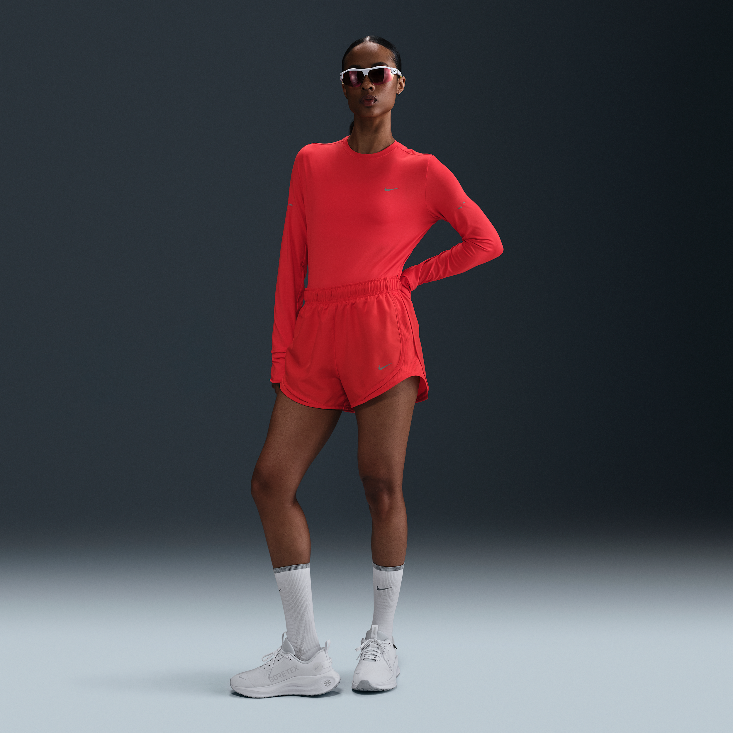 Nike Women's Tempo Dri-fit Mid-rise Brief-lined Running Shorts In Red