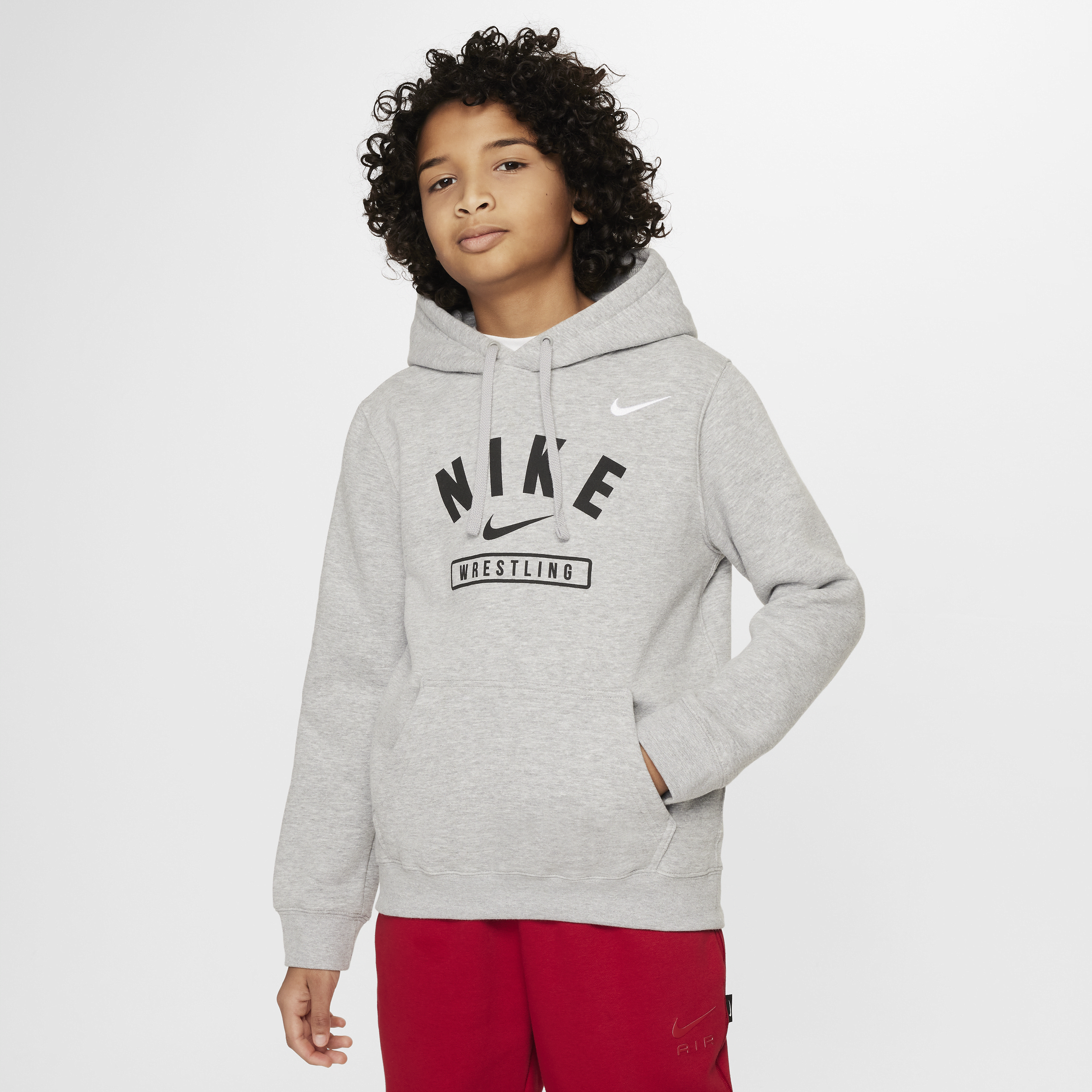 Nike Big Kids' Wrestling Pullover Hoodie In Grey